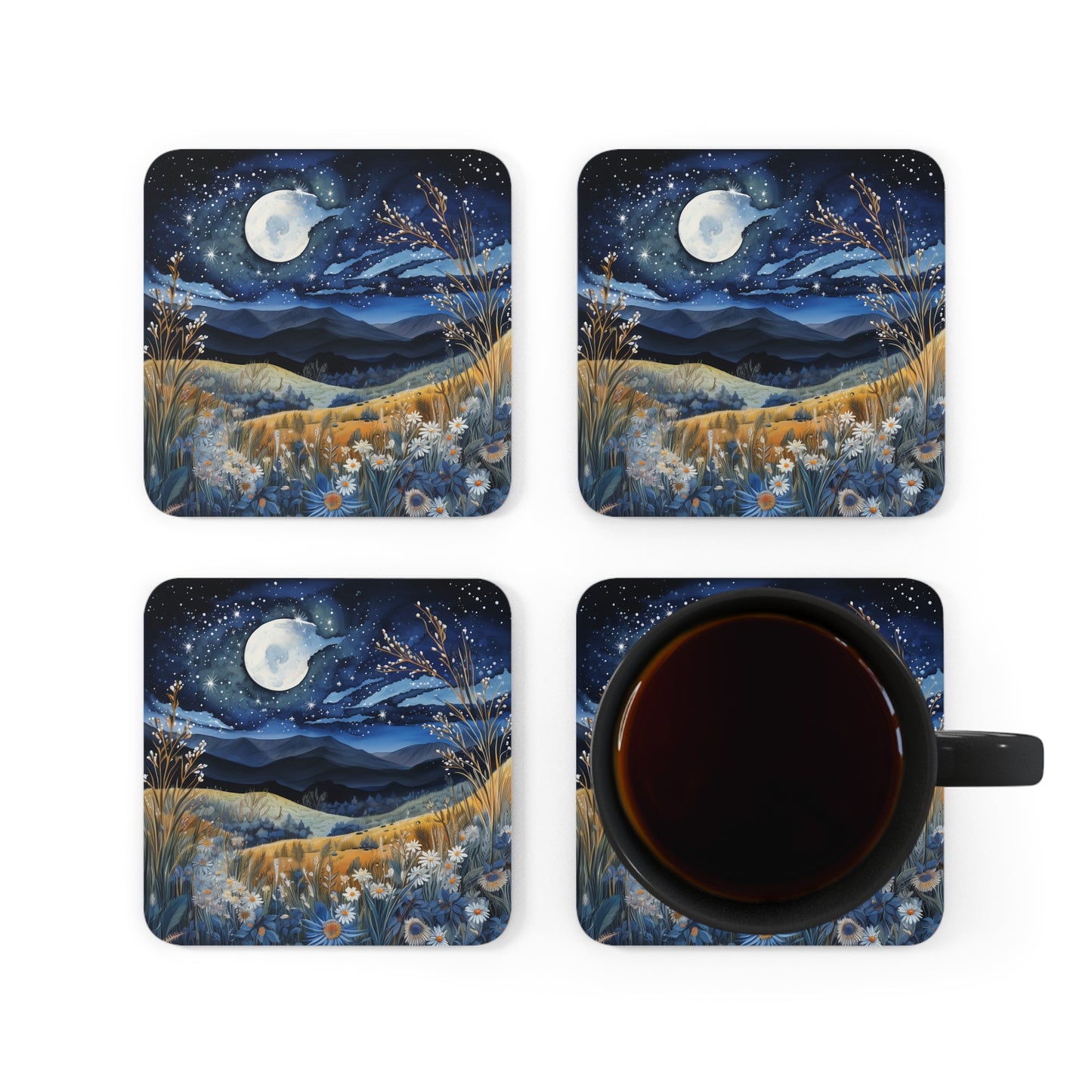Nighttime Mountains Native plants Coaster Set (Series 2)