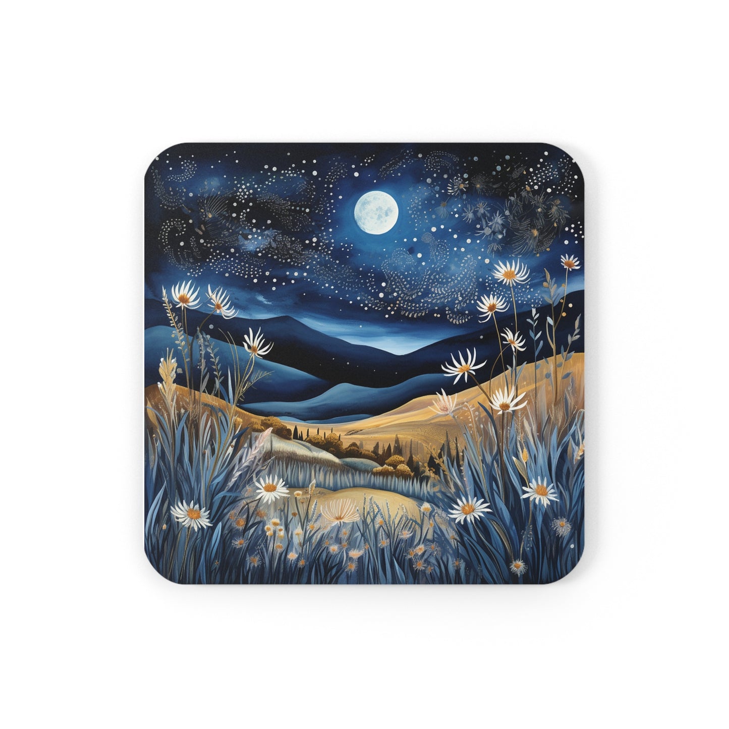 Nighttime Mountains Native plants Coaster Set (Series 3)