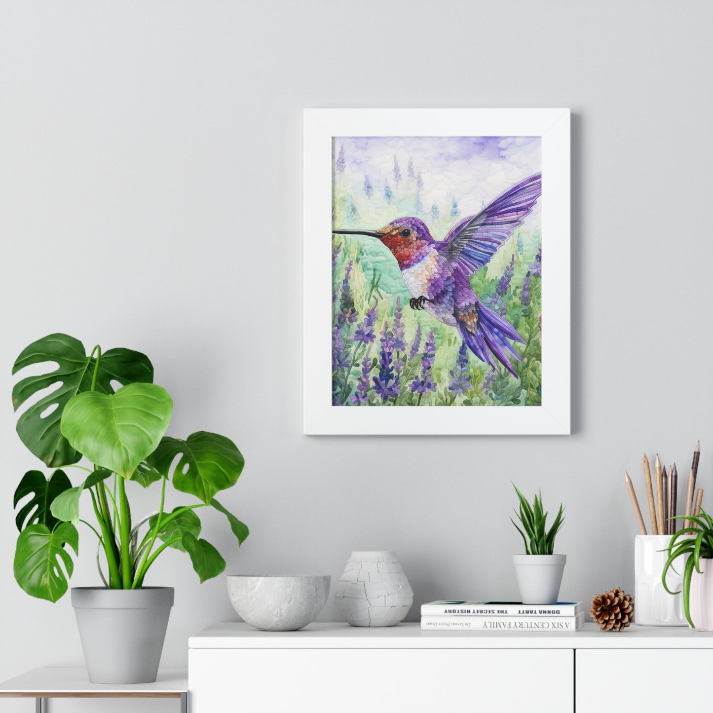 Threaded Wings: A humming's birds dance in a lavender field (Series 4)