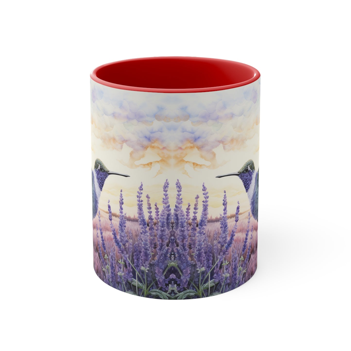 Tranquil Moments: Hummingbird in Lavender Field Watercoloured Coffee Mug (Series 2)