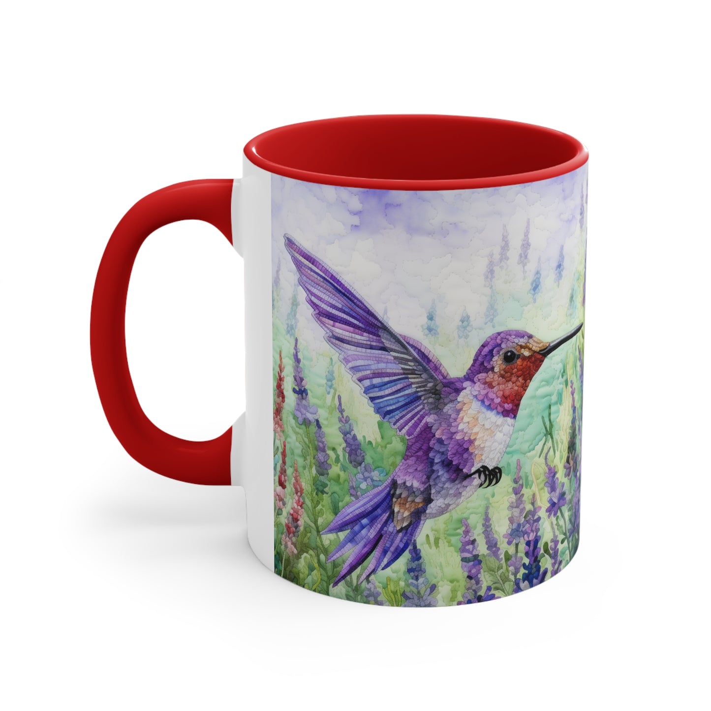 Tranquil Moments: Hummingbird in Lavender Field Watercoloured Coffee Mug (Series 4)