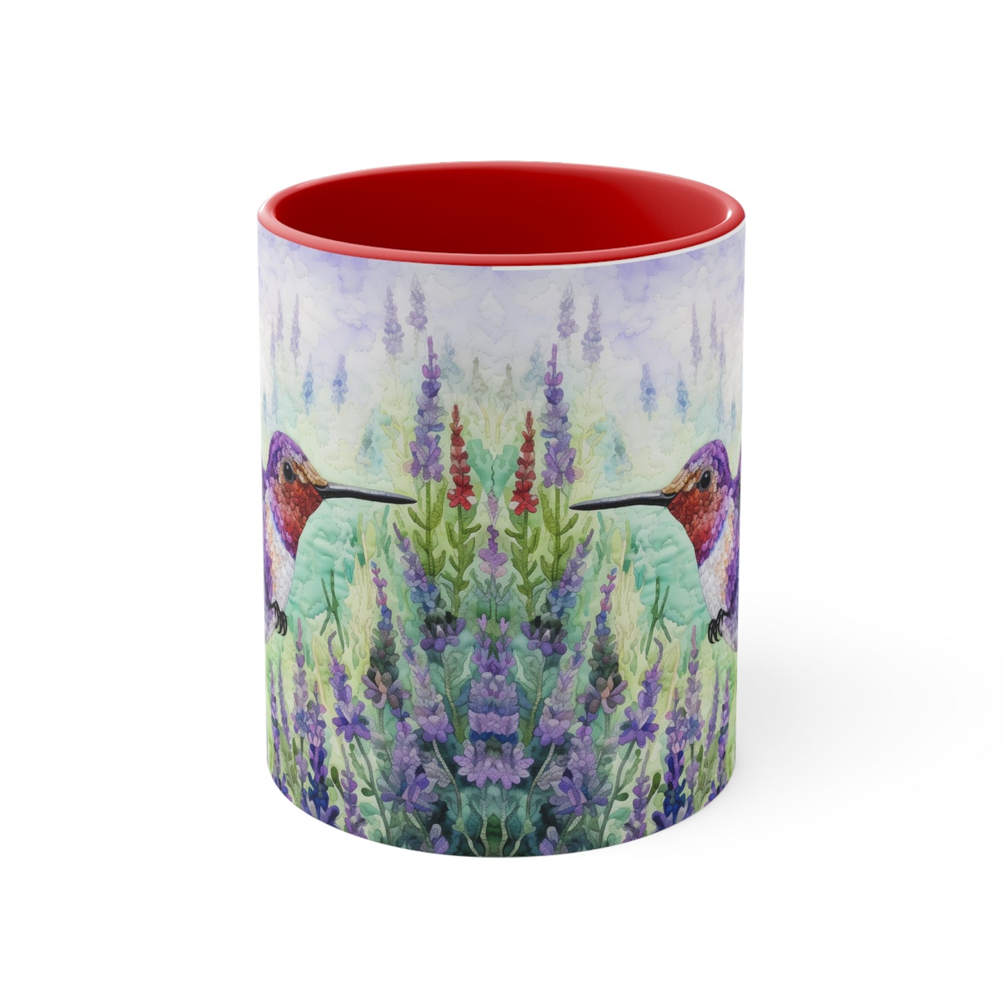 Tranquil Moments: Hummingbird in Lavender Field Watercoloured Coffee Mug (Series 4)