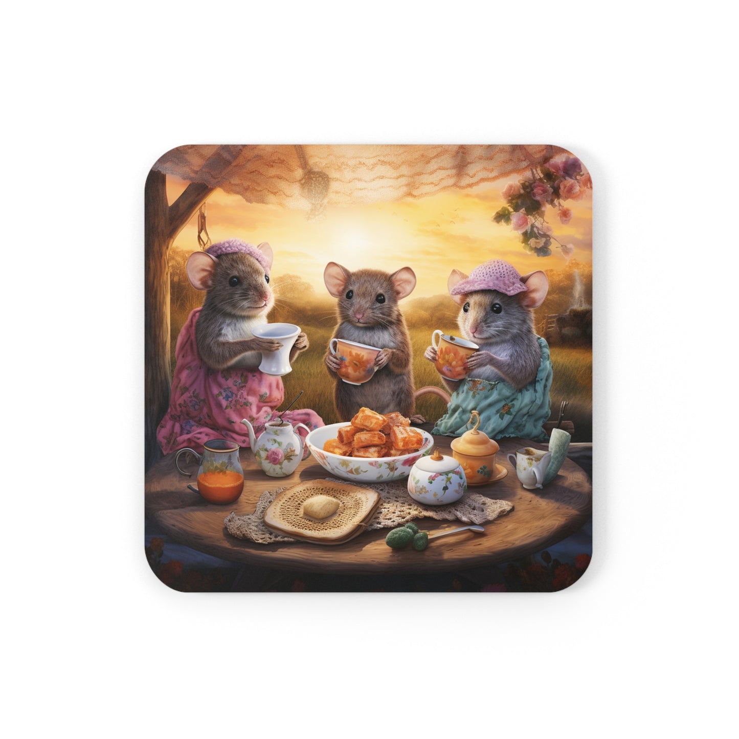 Dawn's Delight - Native Australian Mice Tea Party Coaster Set (Series 2)