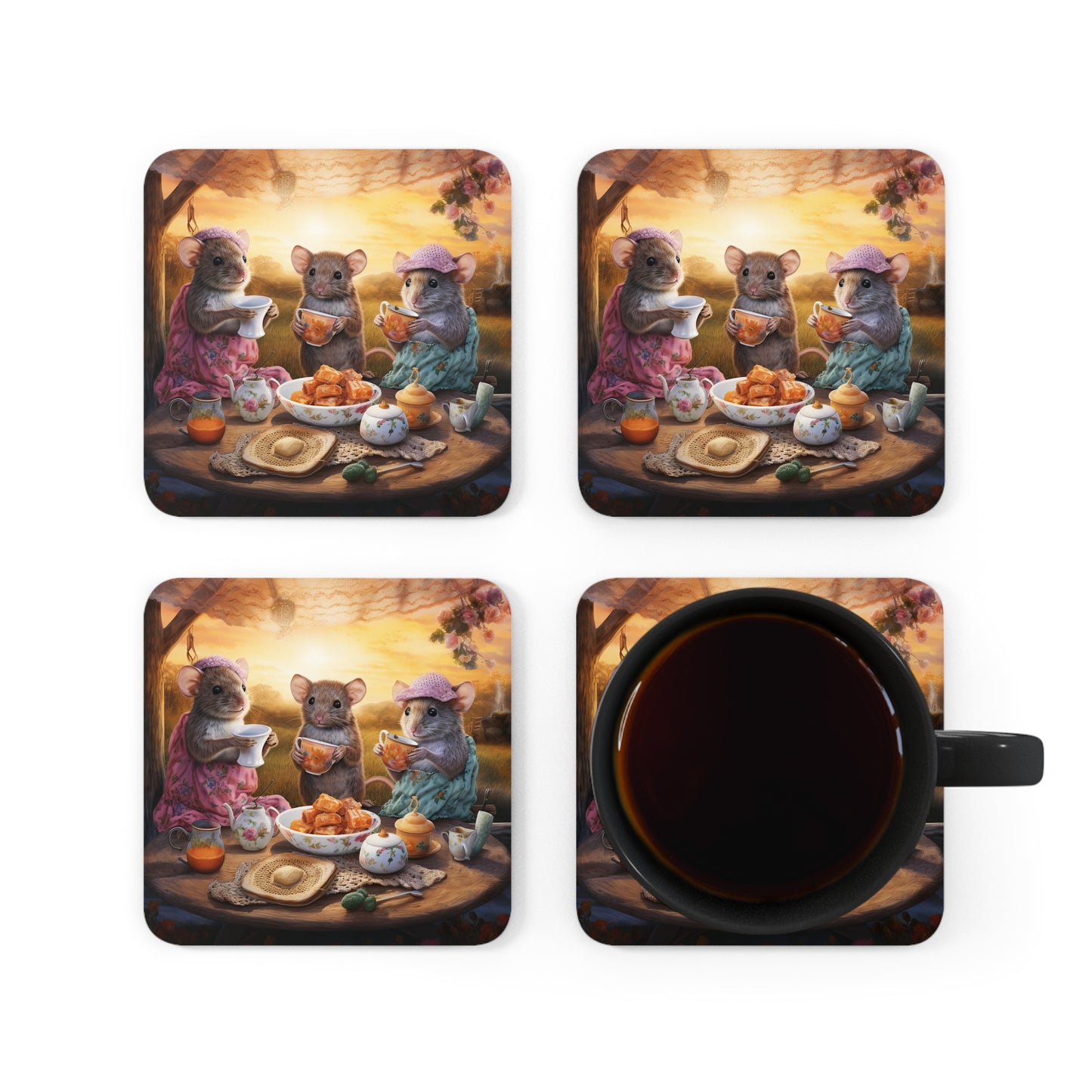 Dawn's Delight - Native Australian Mice Tea Party Coaster Set (Series 2)