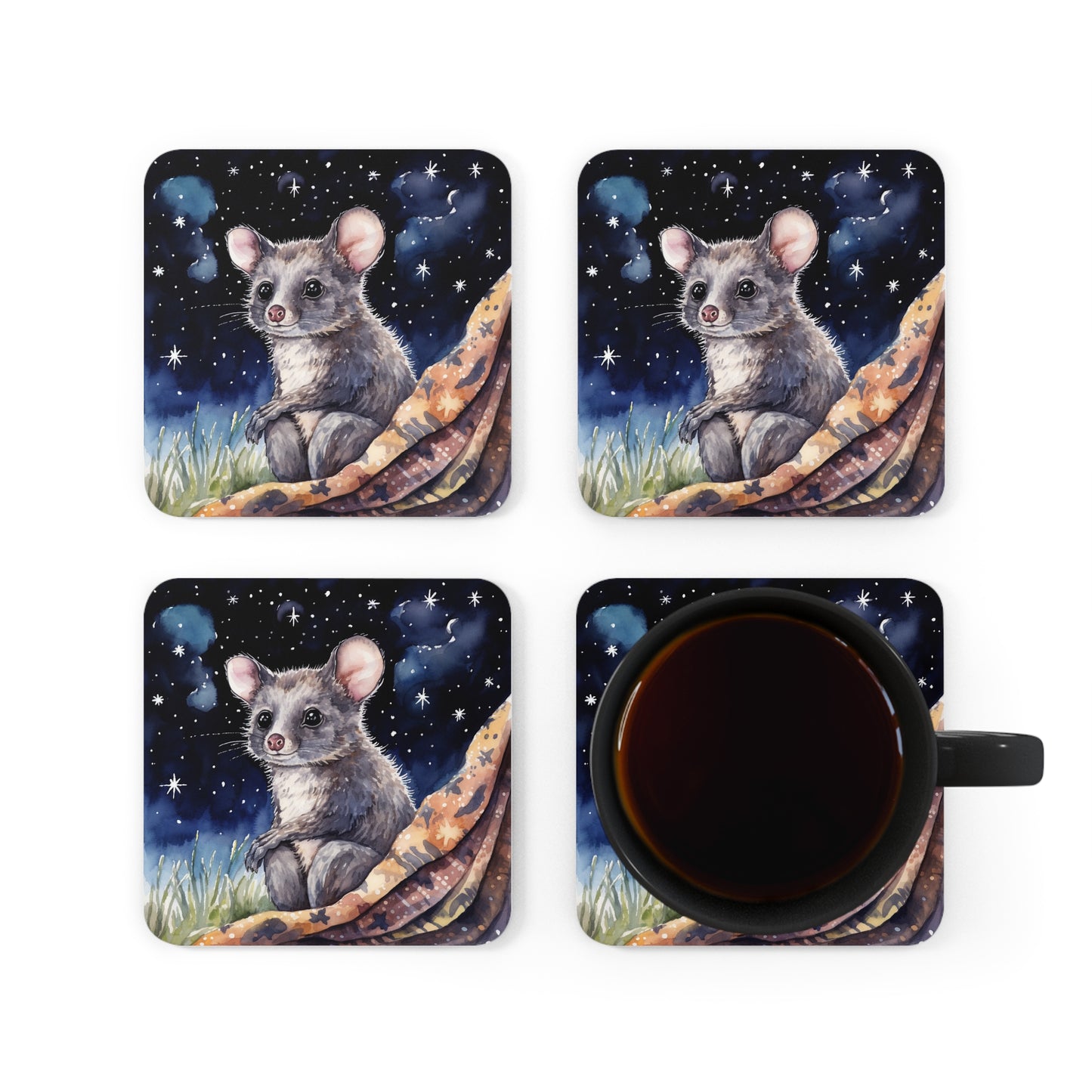 Nighttime Possum Coaster Set (Series 4)