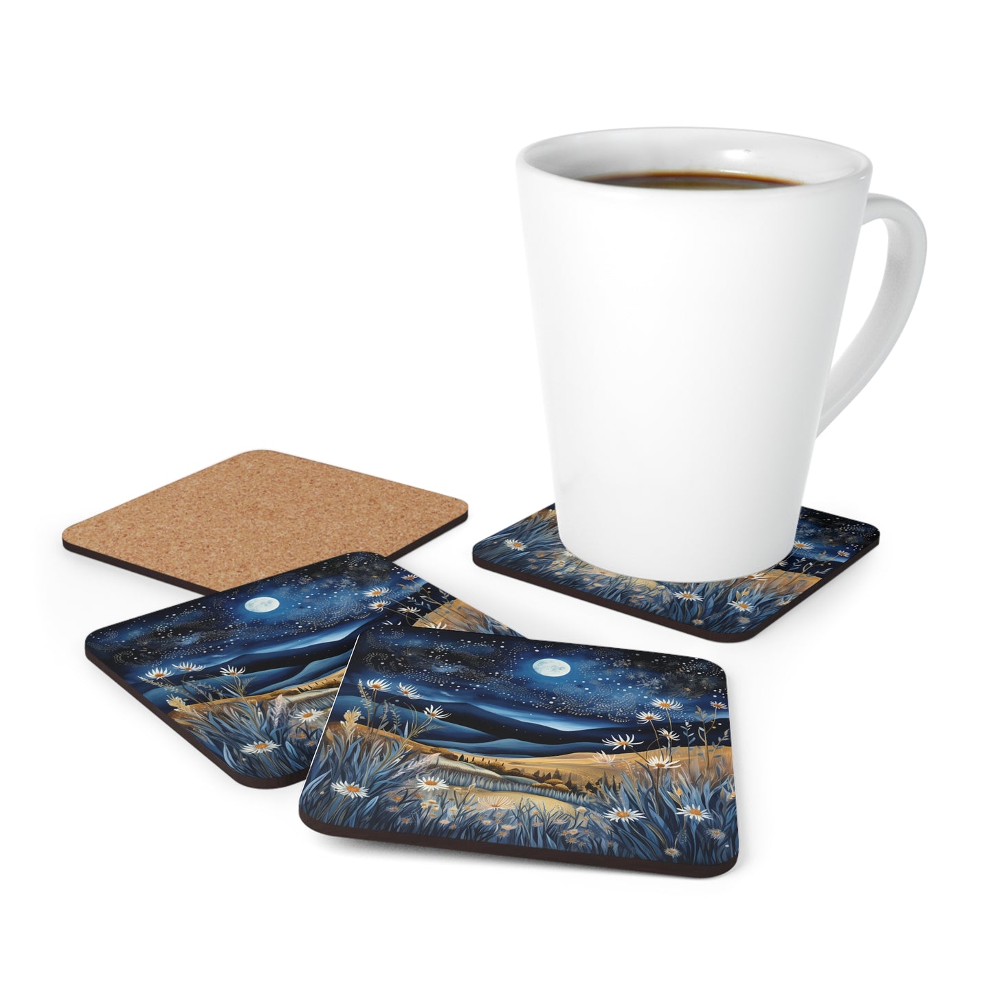 Nighttime Mountains Native plants Coaster Set (Series 3)