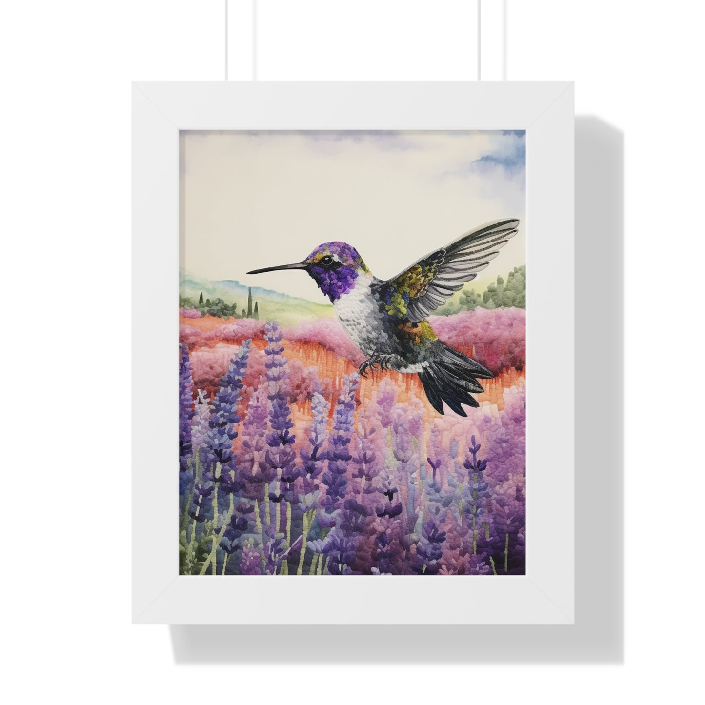 Threaded Wings: A humming's birds dance in a lavender field (Series 1)