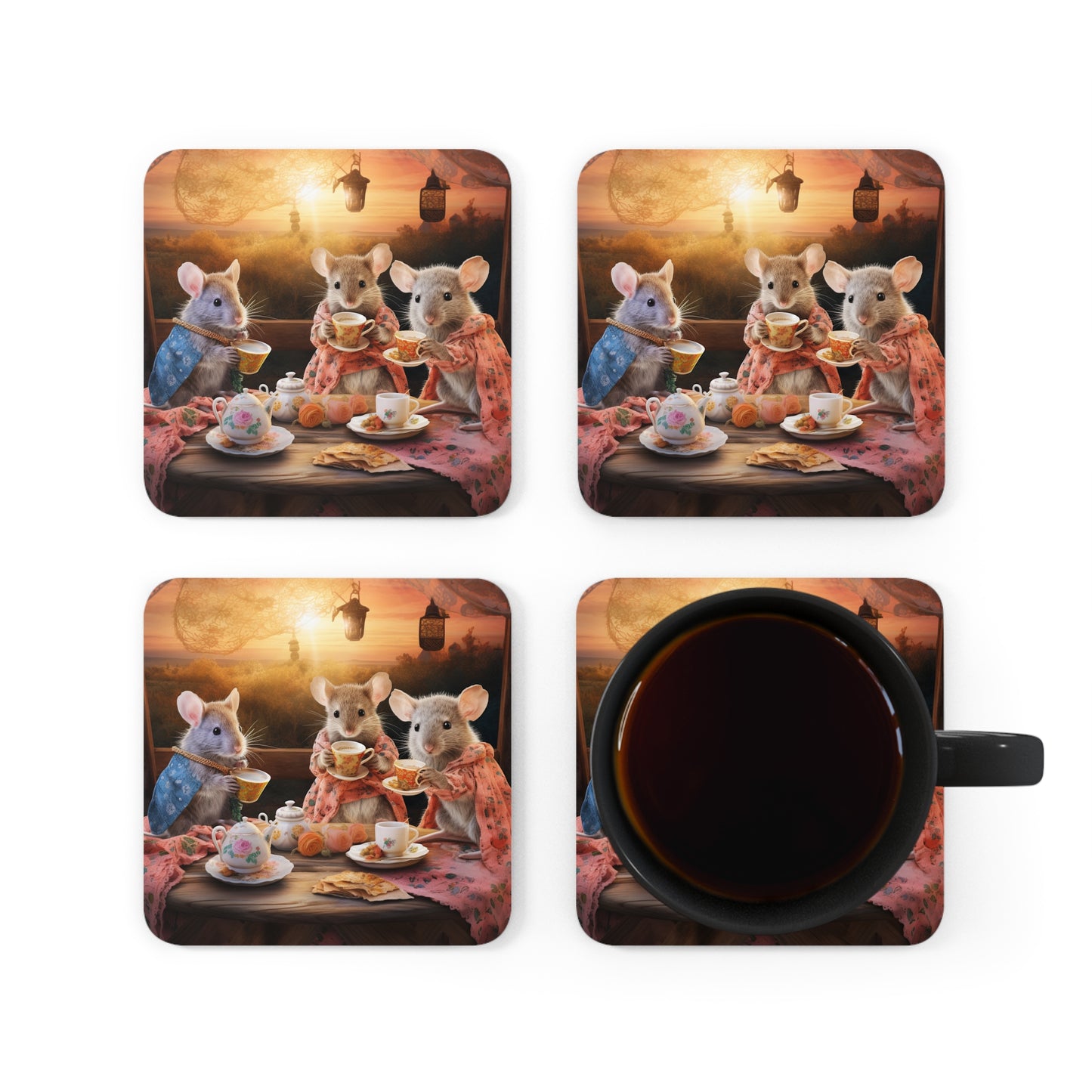 Dawn's Delight - Native Australian Mice Tea Party Coaster Set (Series 7)