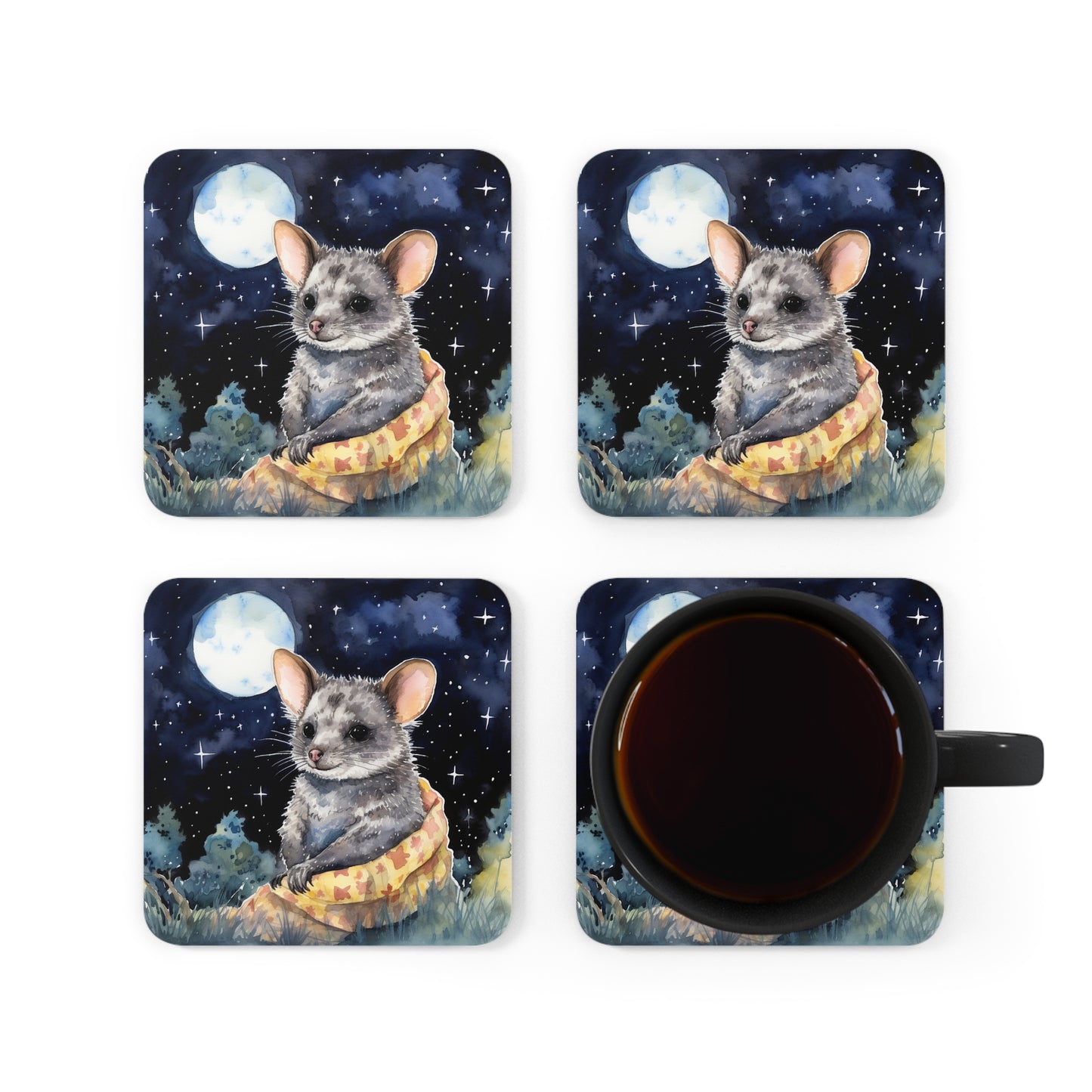 Nighttime Possum Coaster Set (Series 5)