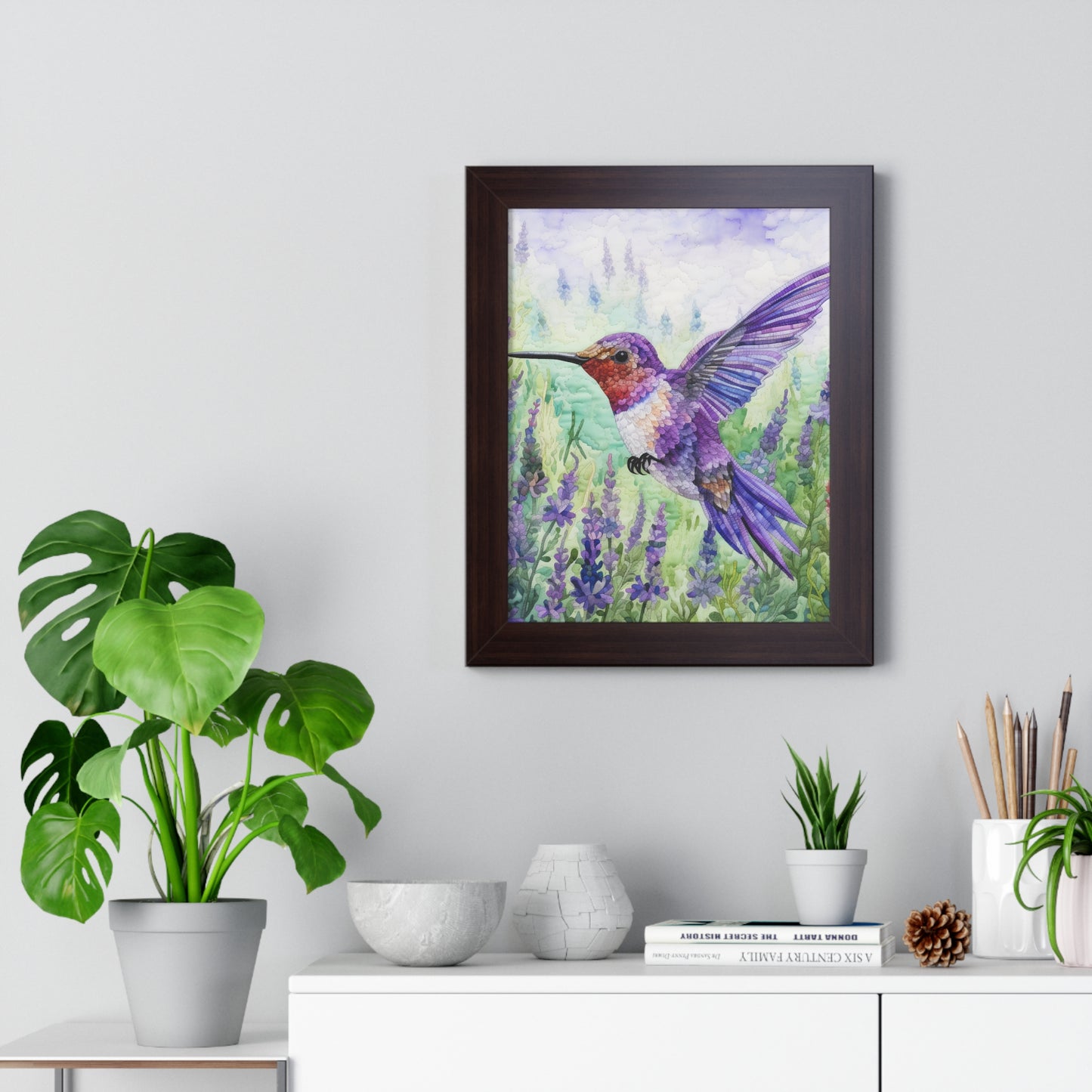 Threaded Wings: A humming's birds dance in a lavender field (Series 4)