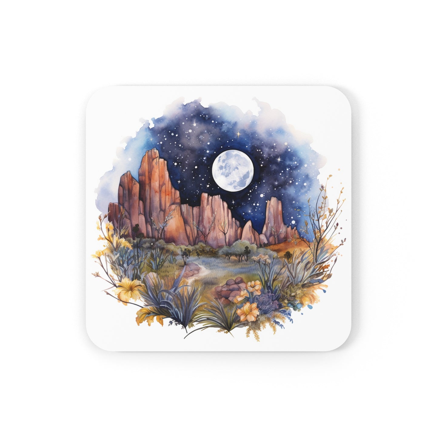 Nighttime Mountains Native plants  Coaster Set (Series 5)