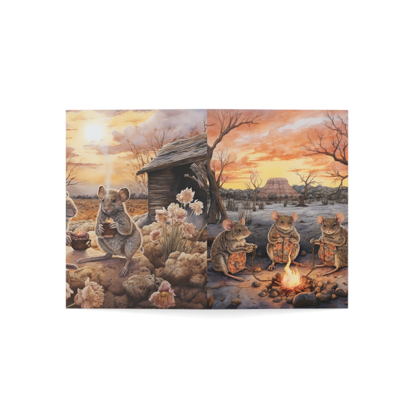 Outback Dawn: A Gathering of Australian Mice - Greeting Cards