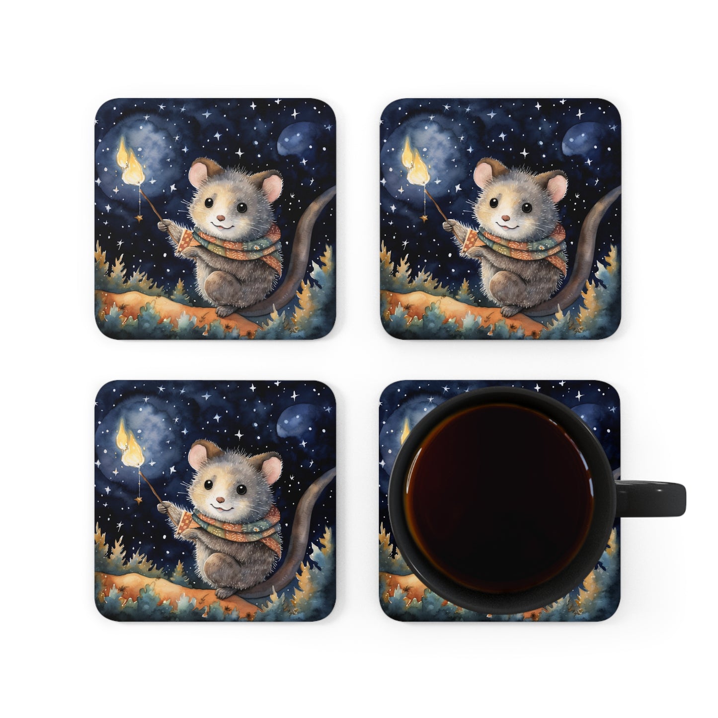 Nighttime Possum Coaster Set (Series 8)