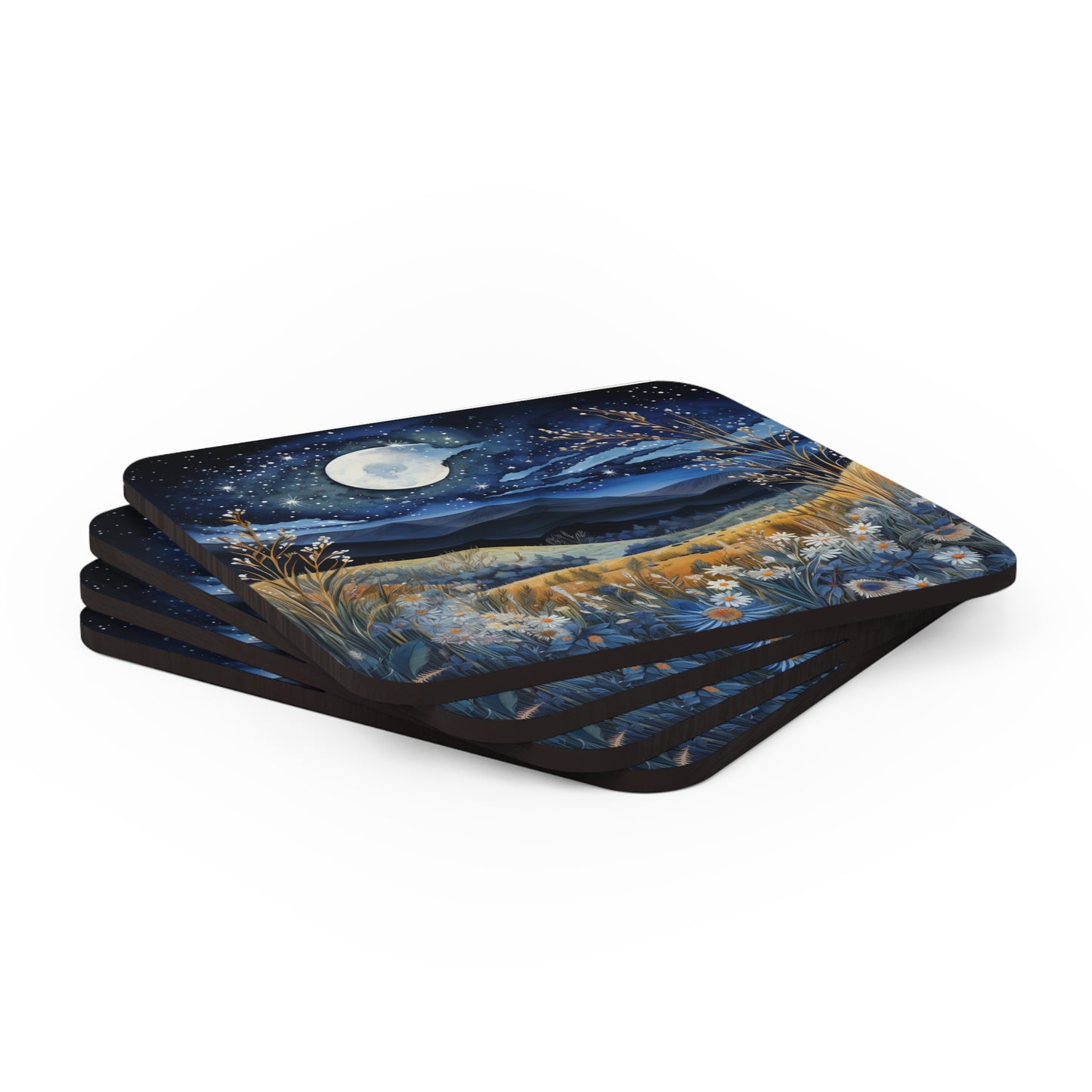 Nighttime Mountains Native plants  Coaster Set (Series 2)