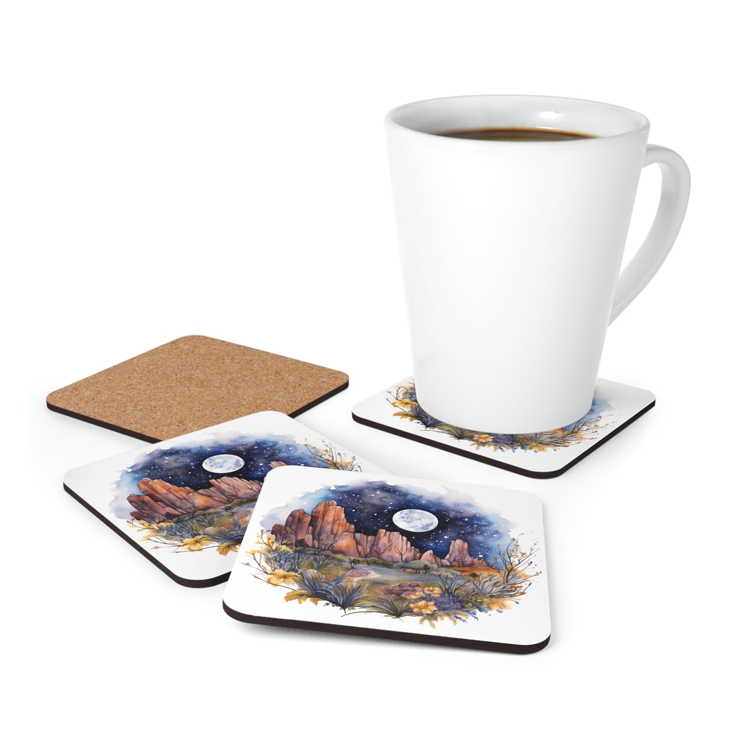 Nighttime Mountains Native plants  Coaster Set (Series 5)
