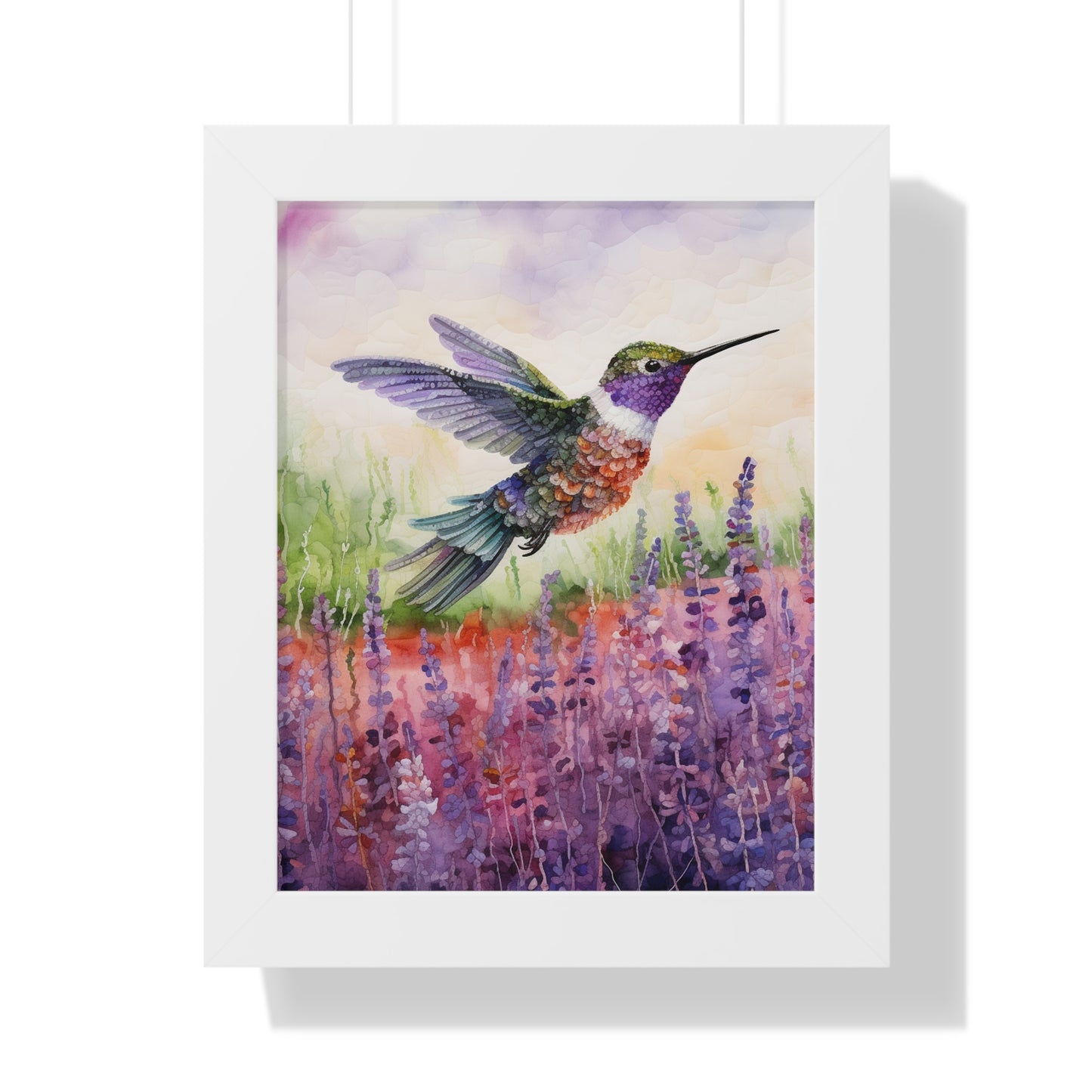 Threaded Wings: A humming's birds dance in a lavender field (Series 3)