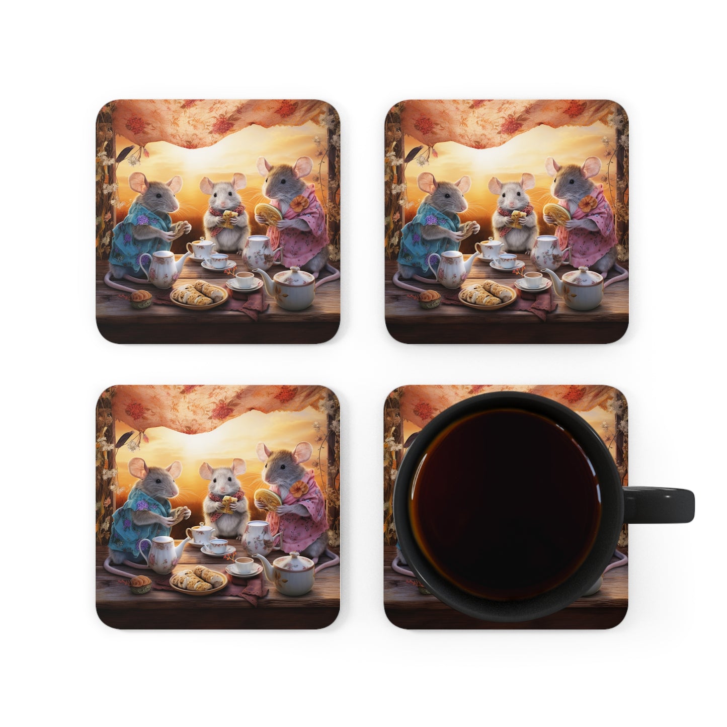 Dawn's Delight - Native Australian Mice Tea Party Coaster Set (Series 3)