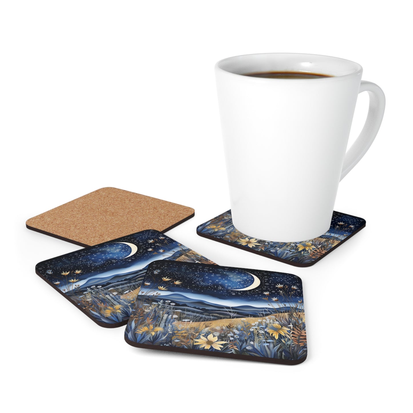 Nighttime Mountains Native plants  Coaster Set (Series 1)