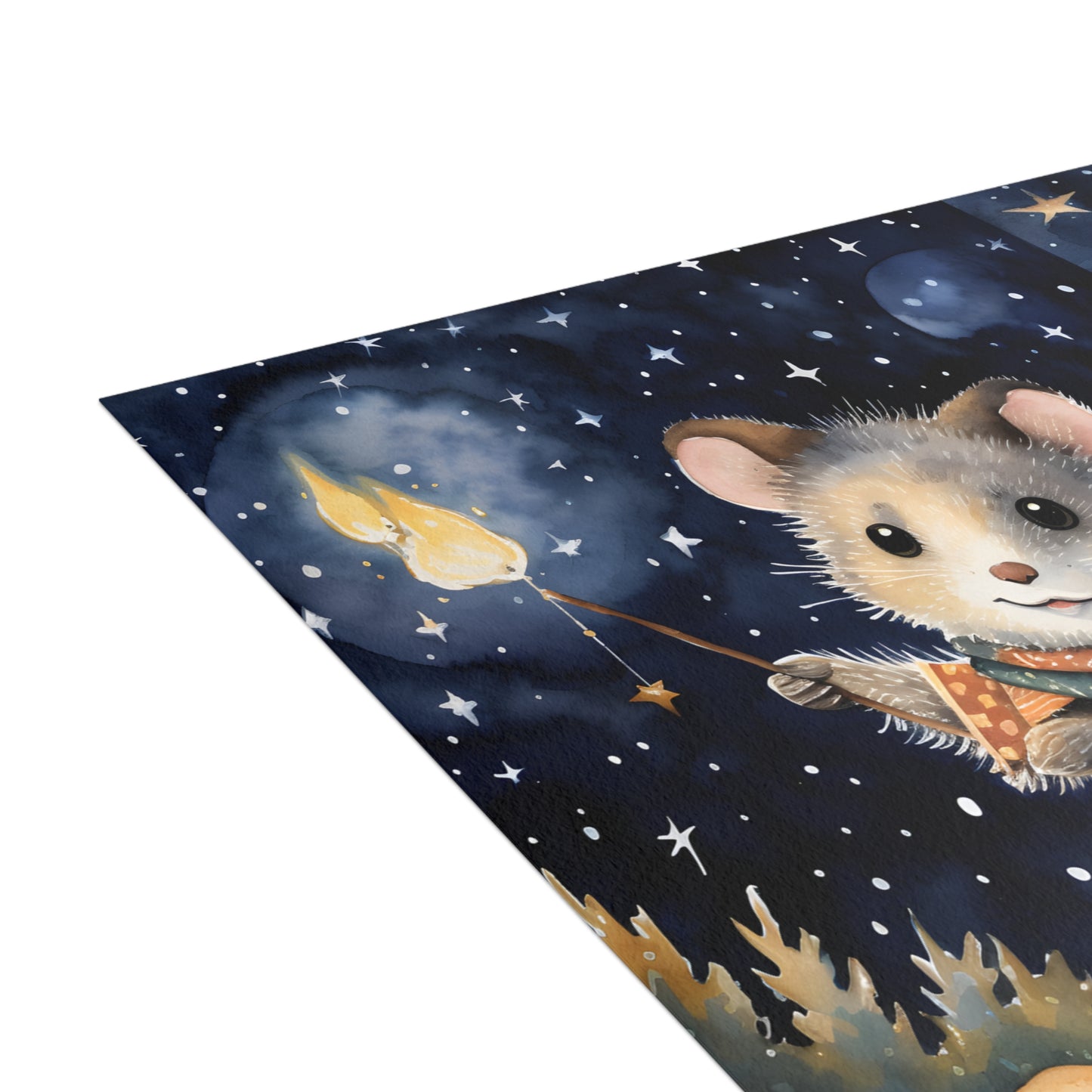 Starlit Whimsy: Possum's Moonlit Moments - Greeting Card