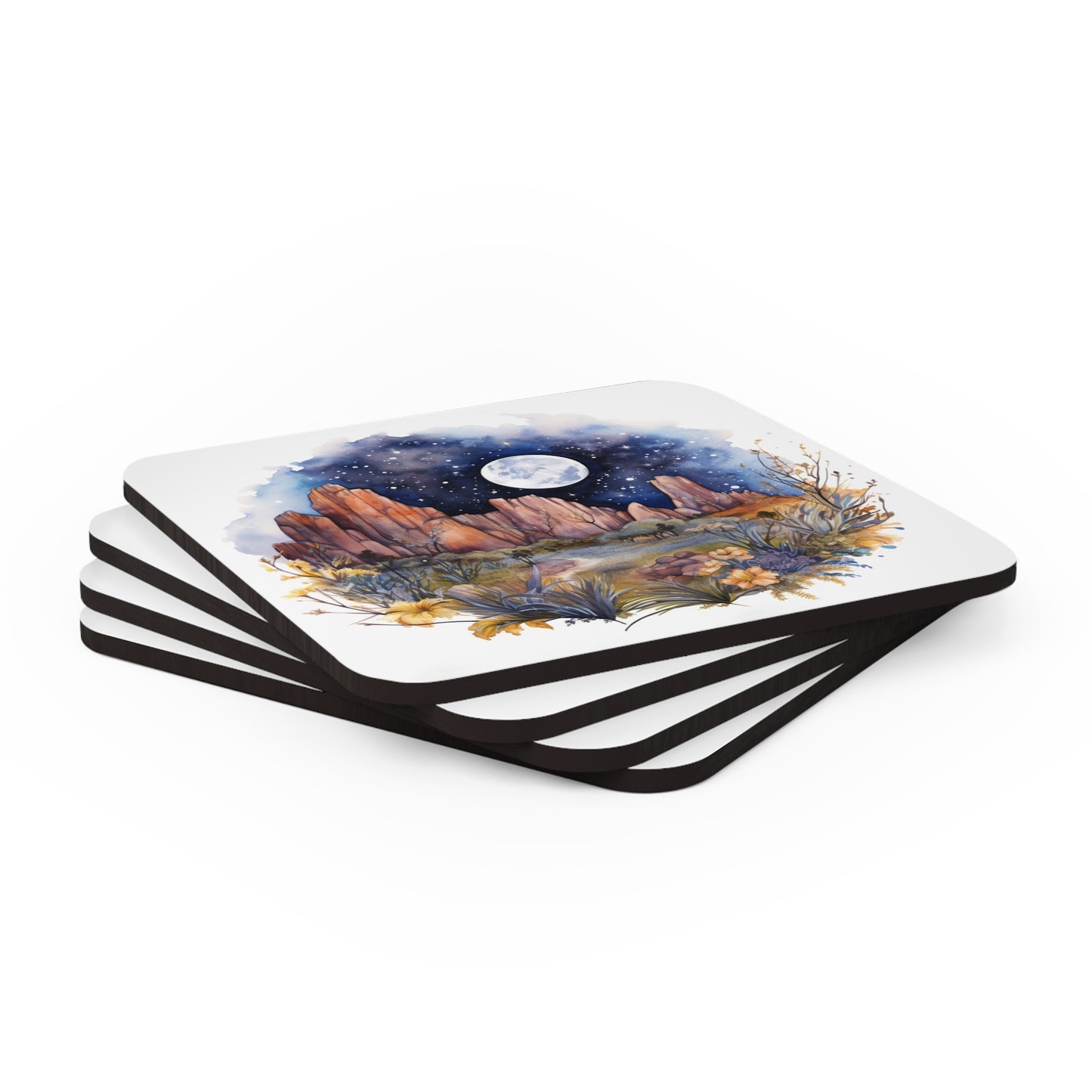 Nighttime Mountains Native plants  Coaster Set (Series 5)
