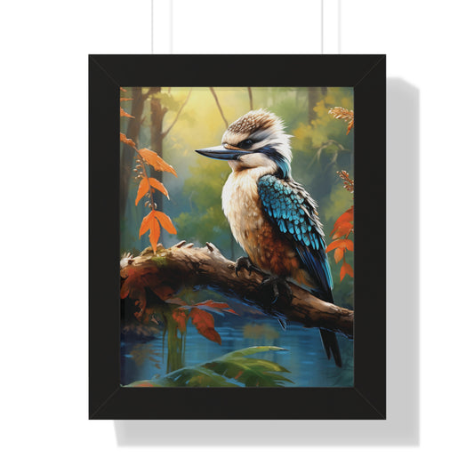 Yarra Gaze: Watercoloured Australian Kookaburra Framed Print