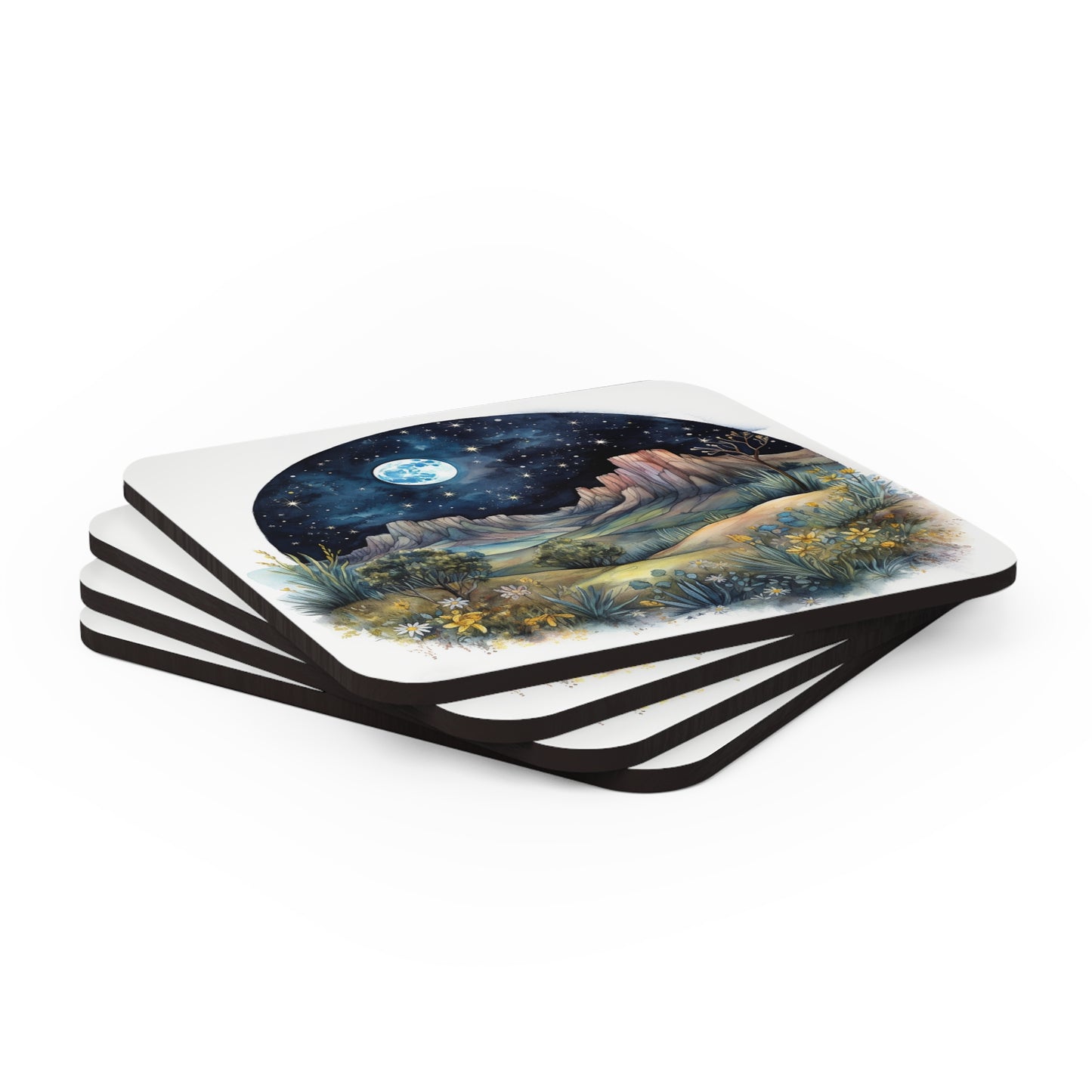 Nighttime Mountains Native plants  Coaster Set (Series 4)