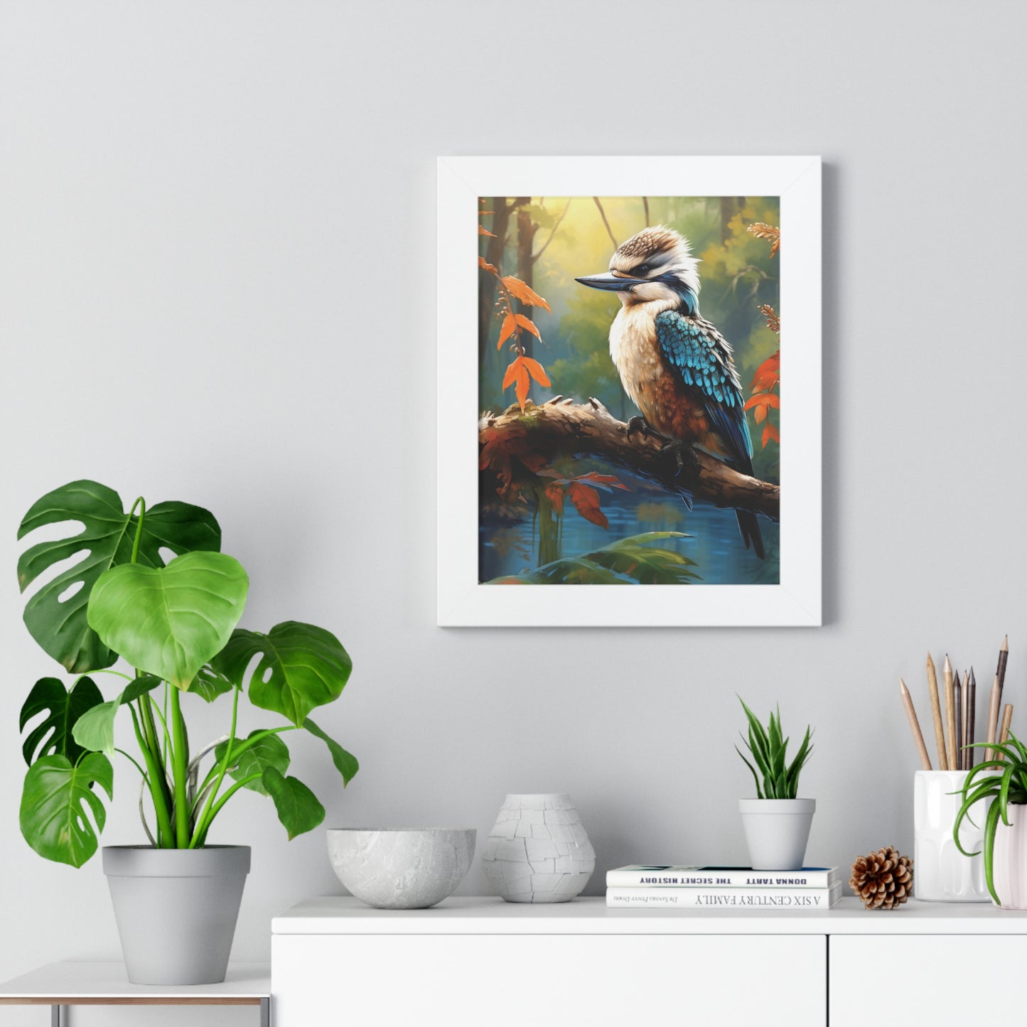 Yarra Gaze: Watercoloured Australian Kookaburra Framed Print