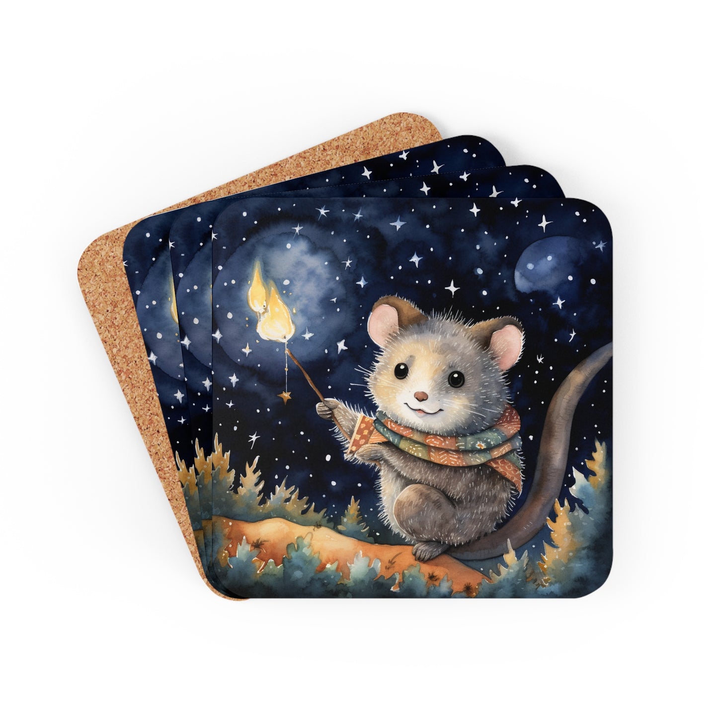 Nighttime Possum Coaster Set (Series 8)
