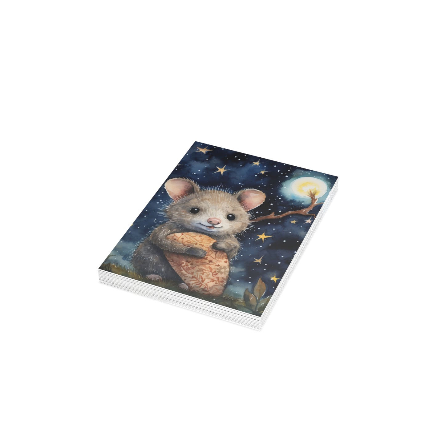 Starlit Whimsy: Possum's Moonlit Moments - Greeting Card