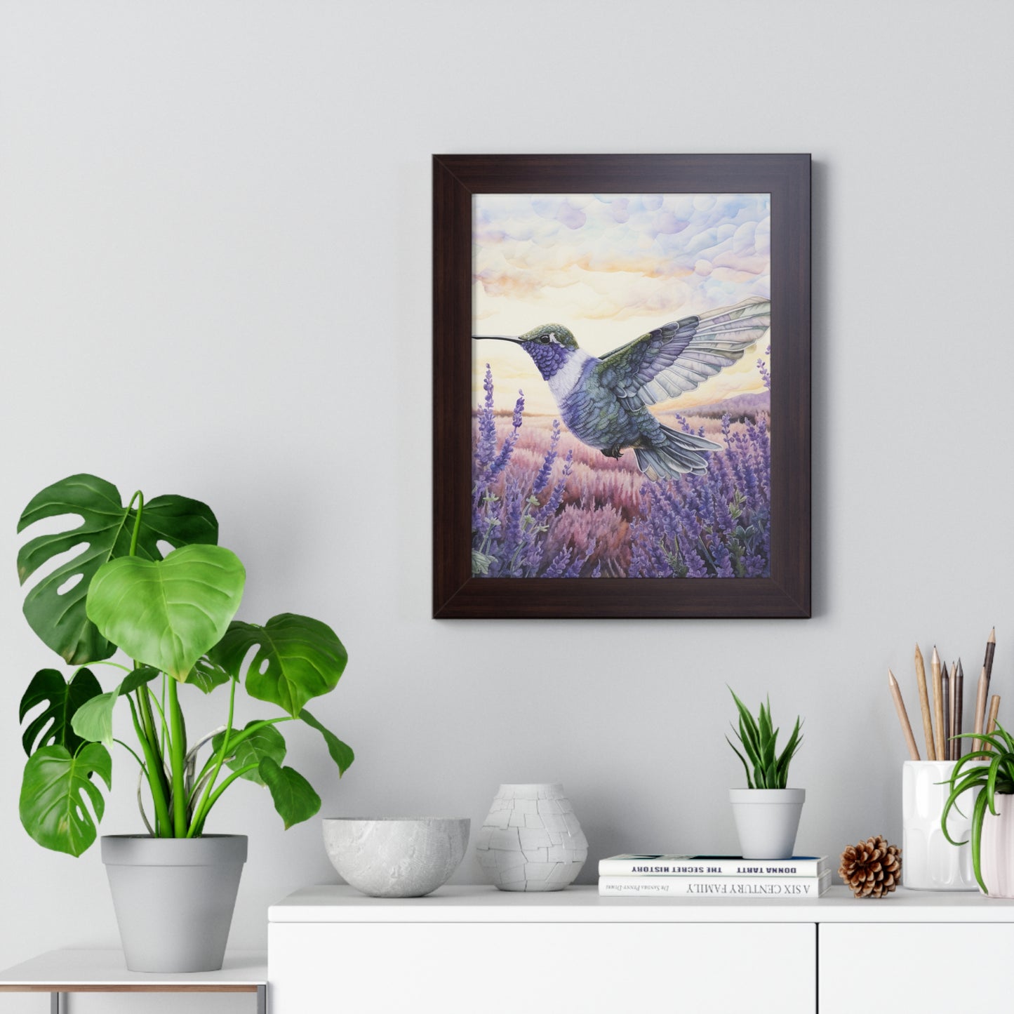 Threaded Wings: A humming's birds dance in a lavender field (Series 2)