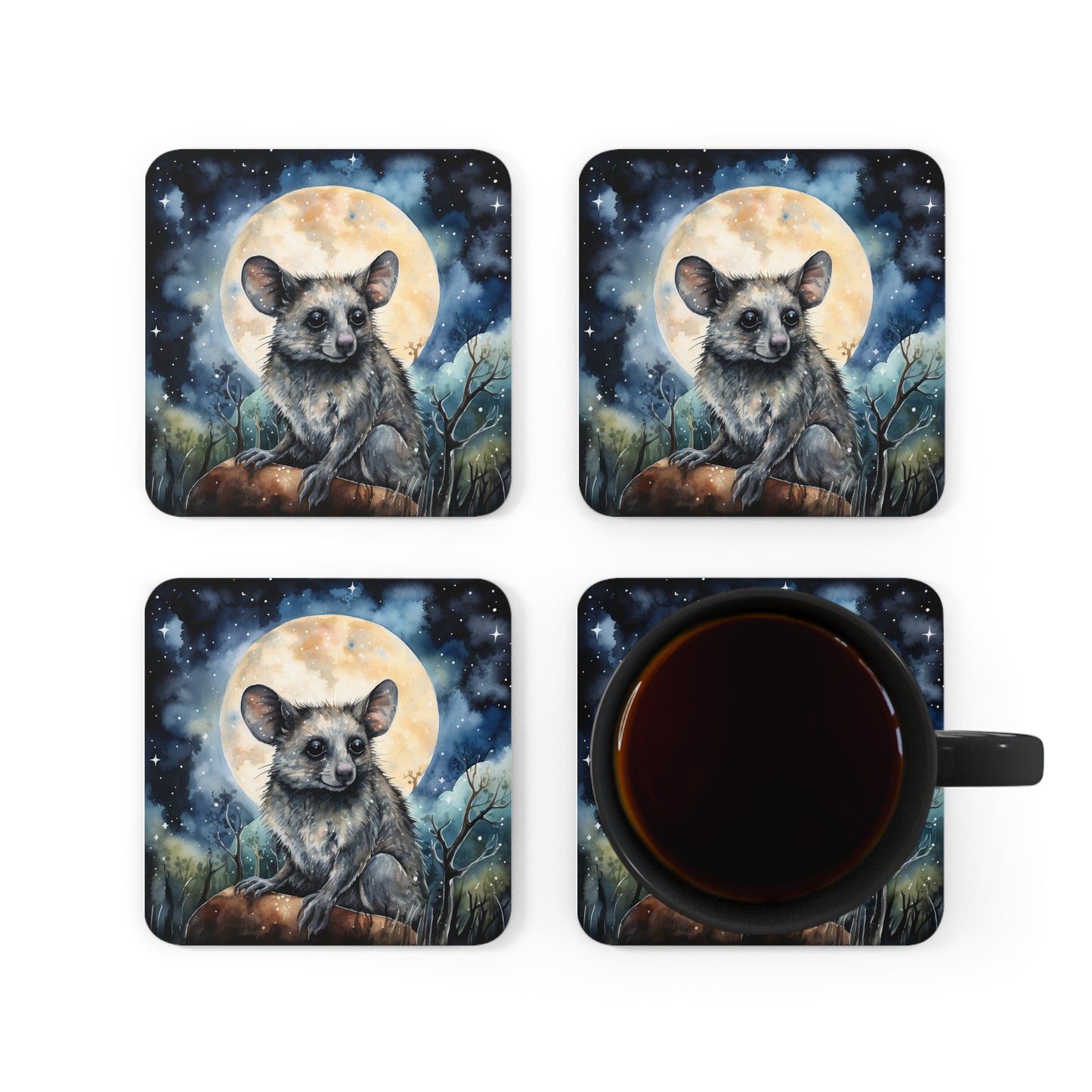 Nighttime Possum Coaster Set (Series 1)