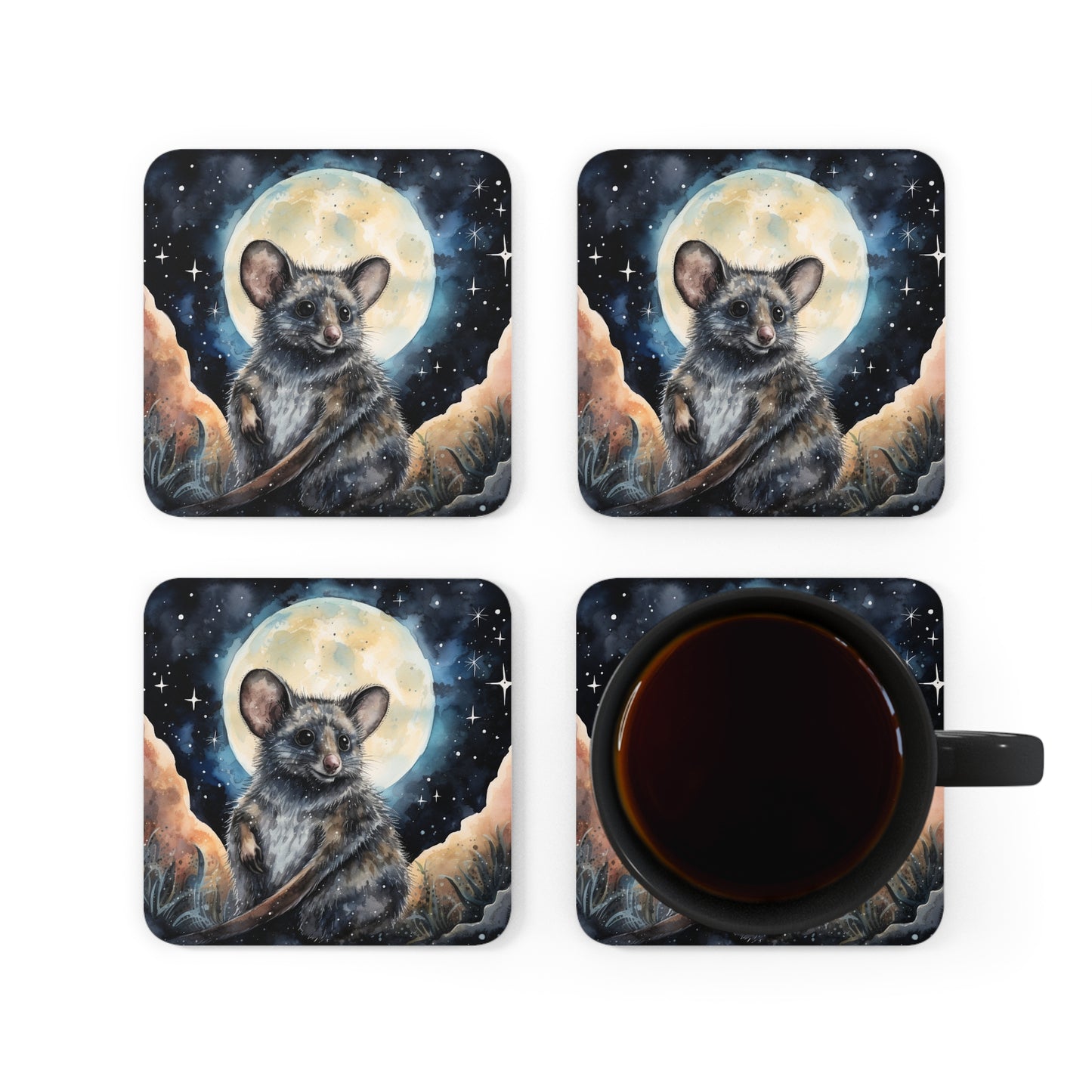 Nighttime Possum Coaster Set (Series 2)