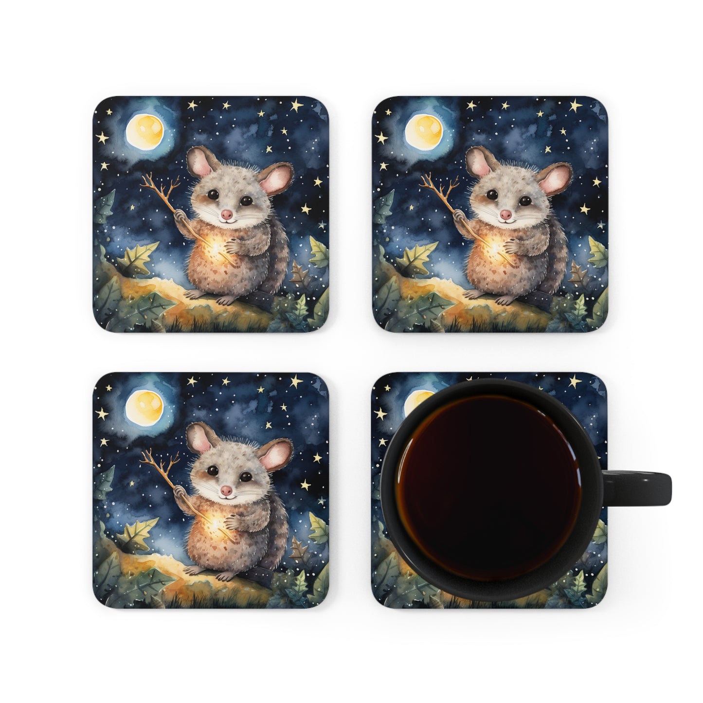 Nighttime Possum Coaster Set (Series 7)