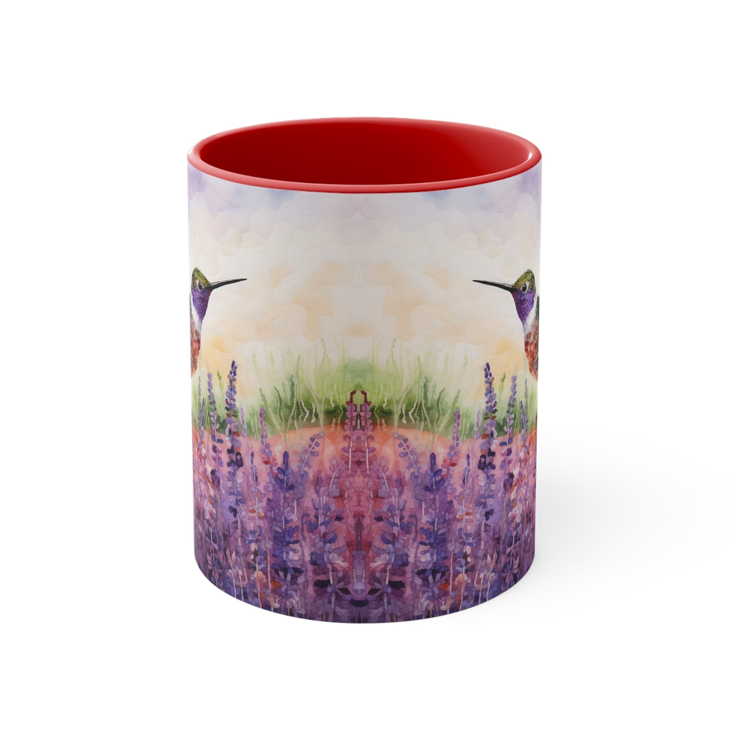 Tranquil Moments: Hummingbird in Lavender Field Watercoloured Coffee Mug (Series 3)