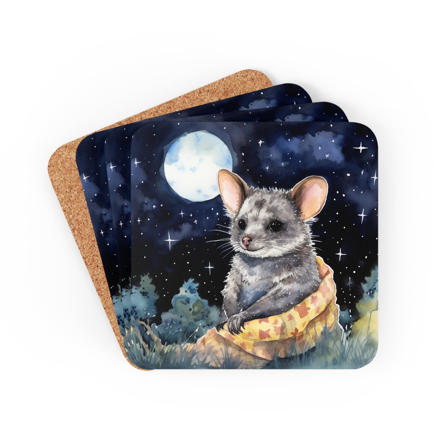 Nighttime Possum Coaster Set (Series 5)