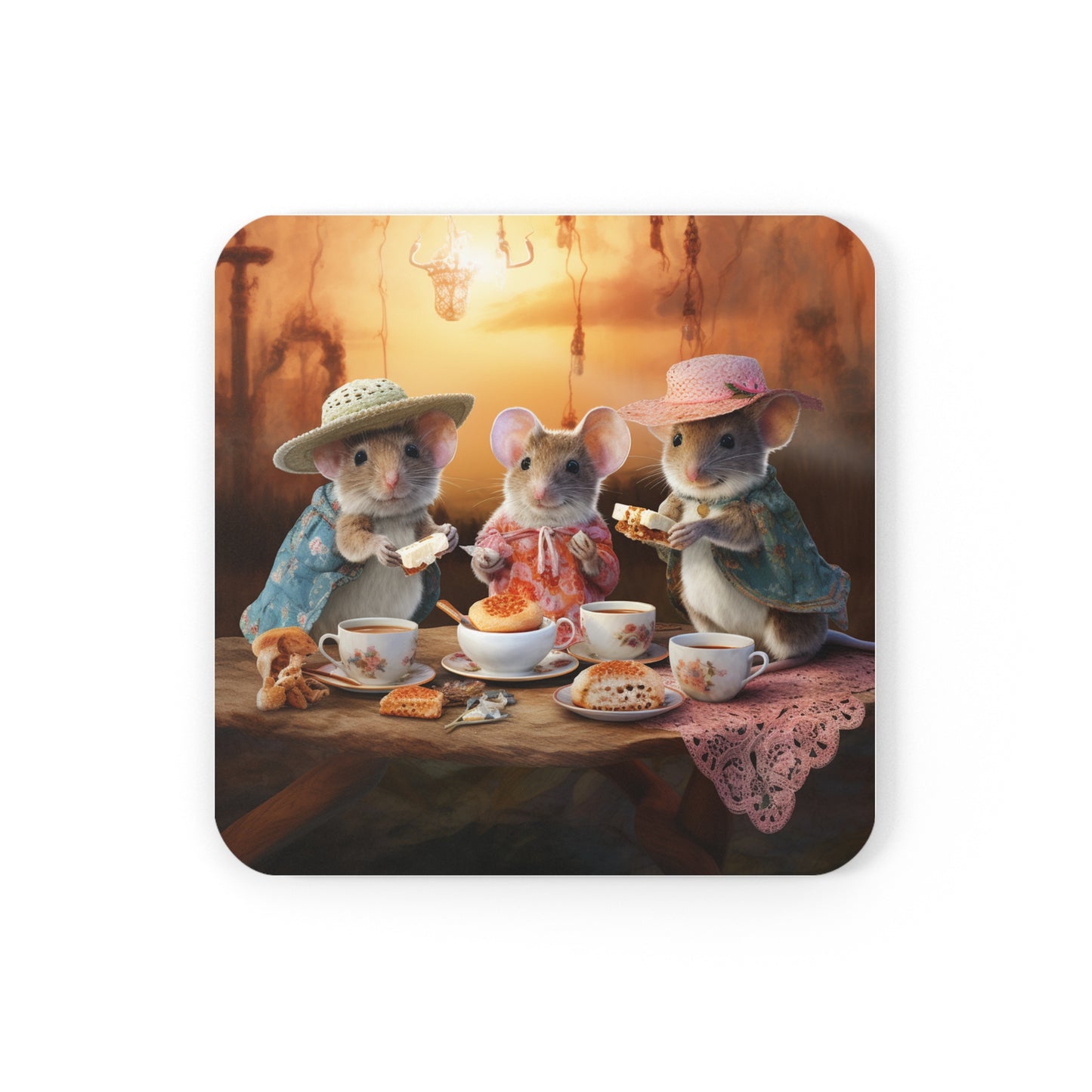 Dawn's Delight - Native Australian Mice Tea Party Coaster Set (Series 6)