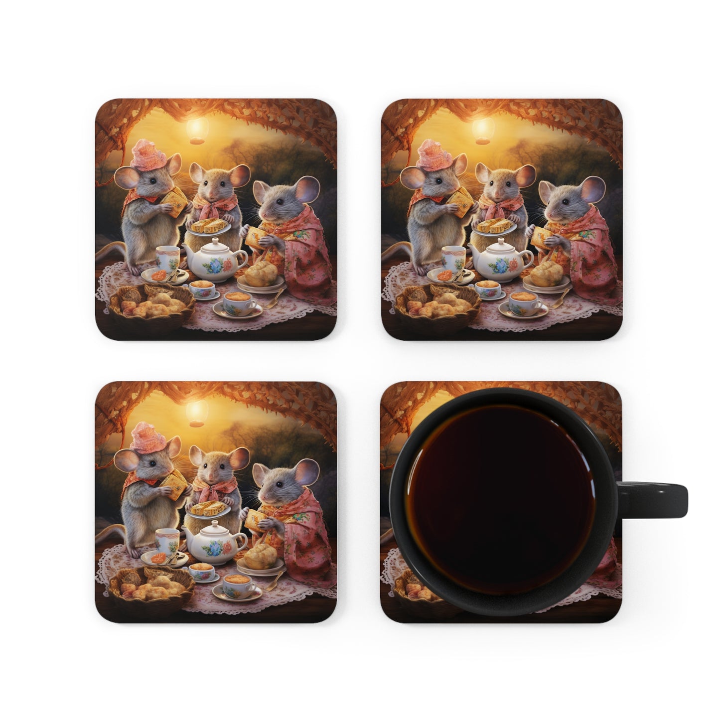 Dawn's Delight - Native Australian Mice Tea Party Coaster Set (Series 5)