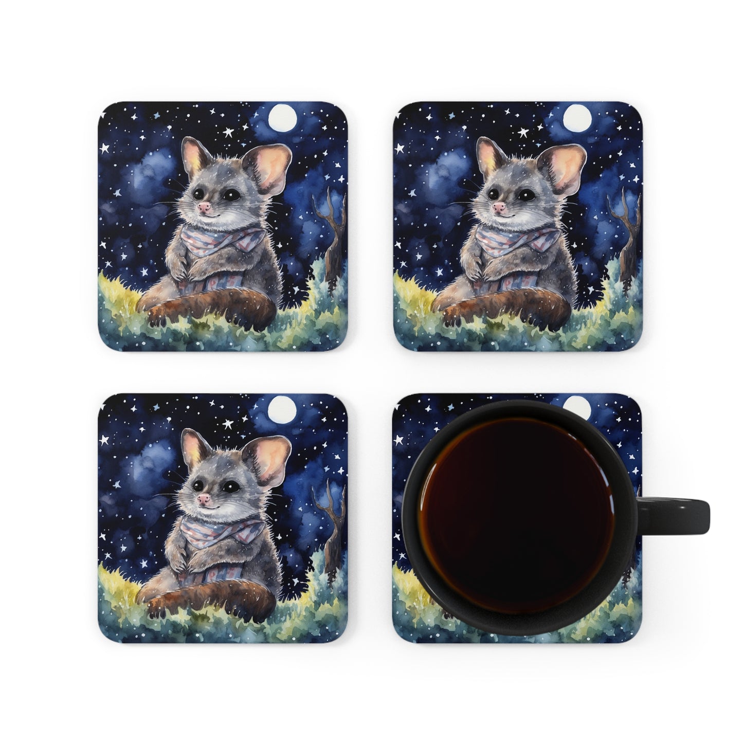 Nighttime Possum Coaster Set (Series 6)