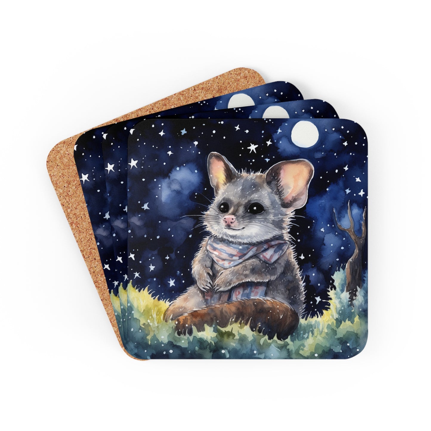 Nighttime Possum Coaster Set (Series 6)