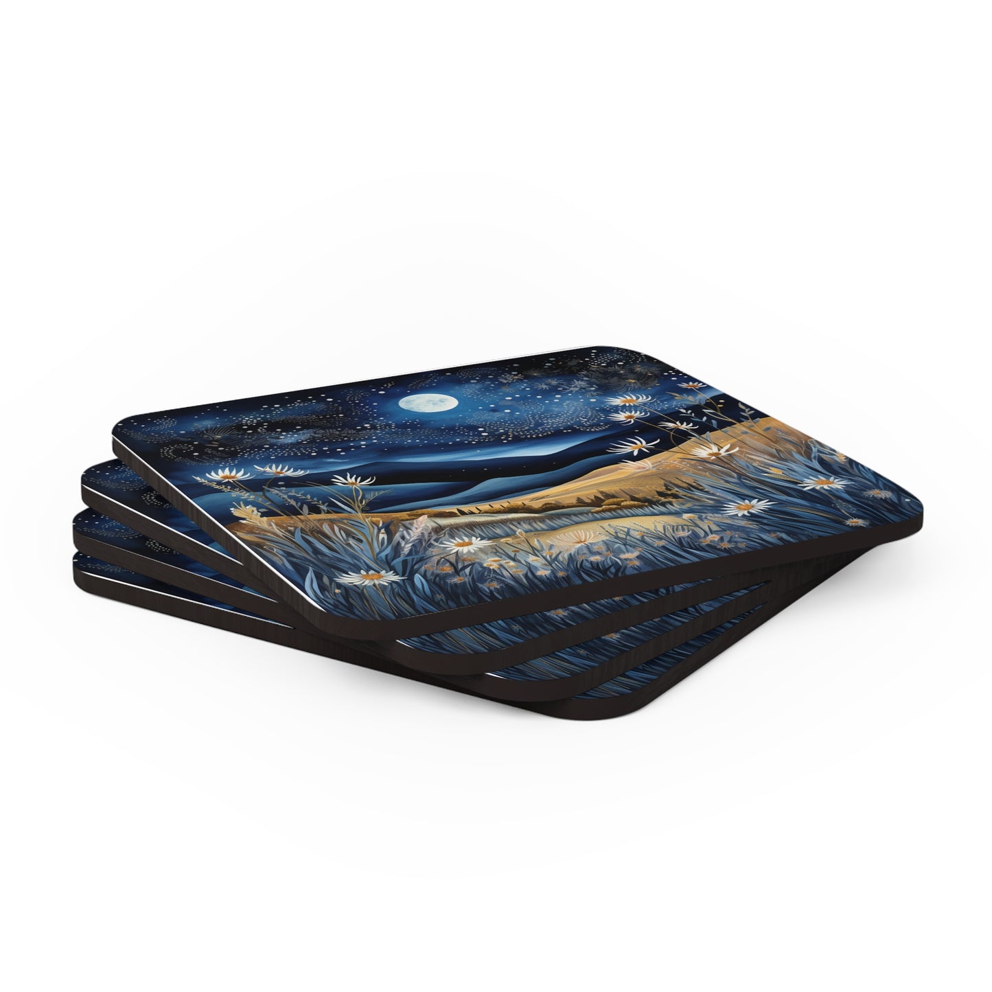 Nighttime Mountains Native plants  Coaster Set (Series 3)