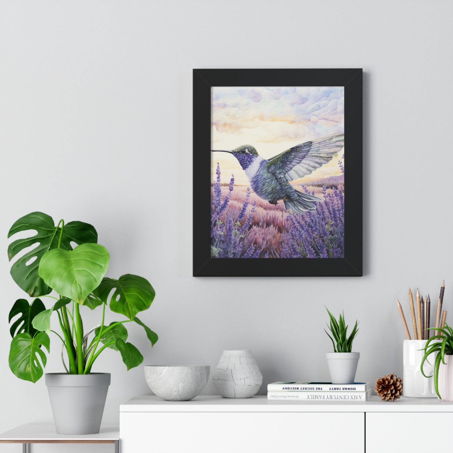 Threaded Wings: A humming's birds dance in a lavender field (Series 2)