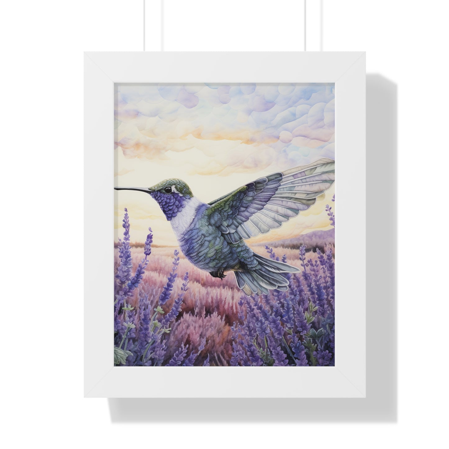 Threaded Wings: A humming's birds dance in a lavender field (Series 2)