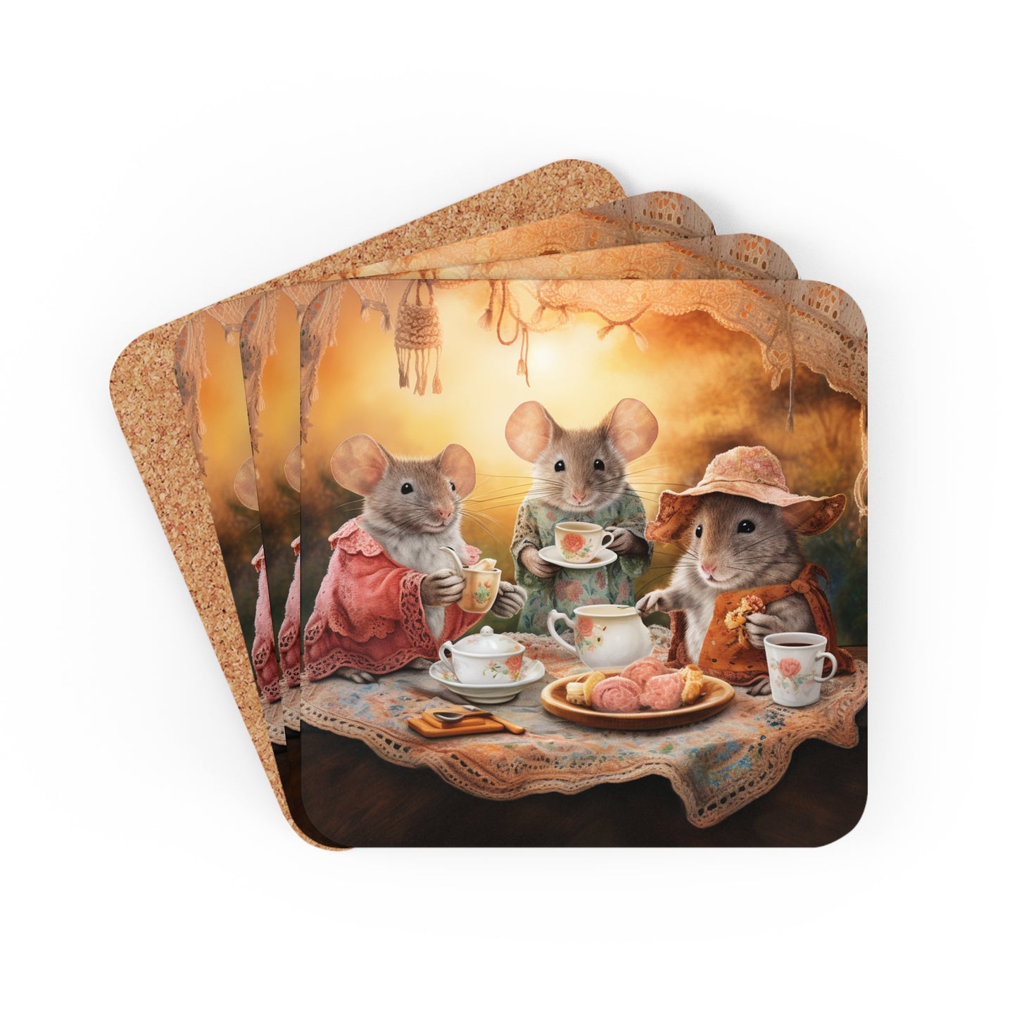 Dawn's Delight - Native Australian Mice Tea Party Coaster Set (Series 8)