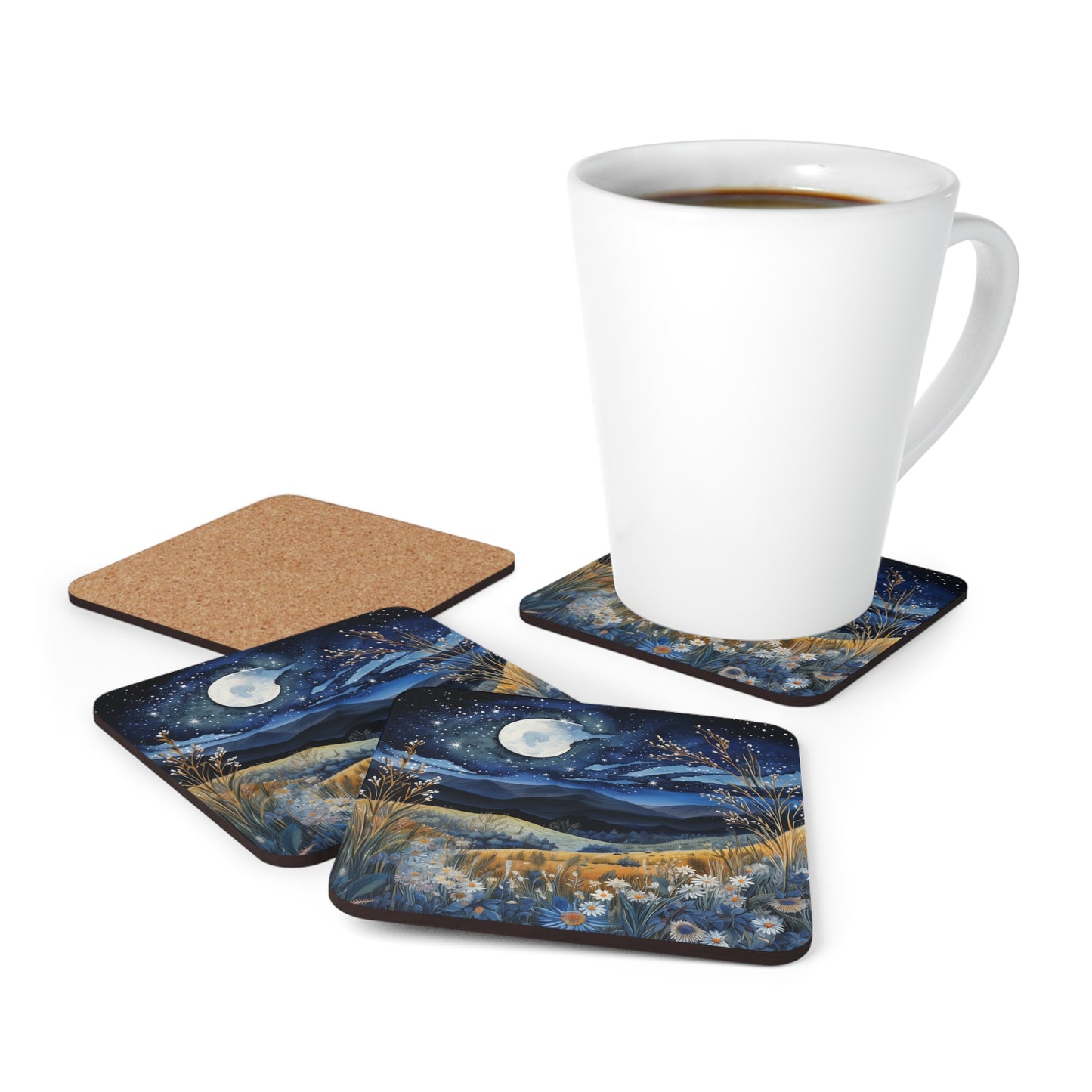 Nighttime Mountains Native plants  Coaster Set (Series 2)