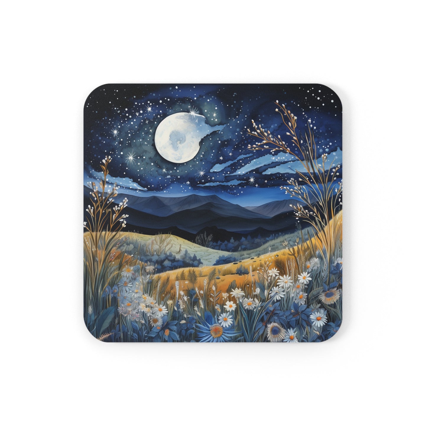 Nighttime Mountains Native plants  Coaster Set (Series 2)