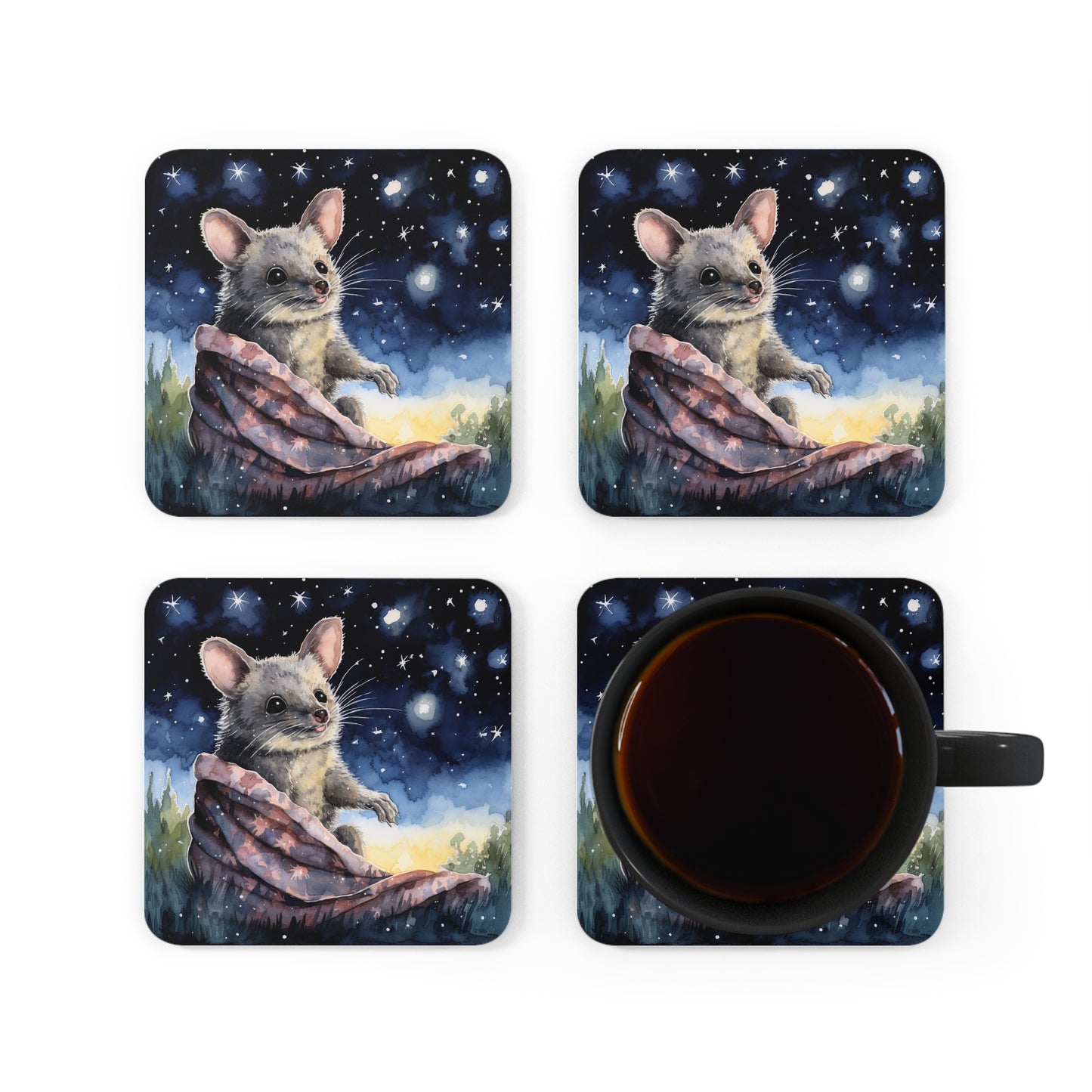 Nighttime Possum Coaster Set (Series 3)