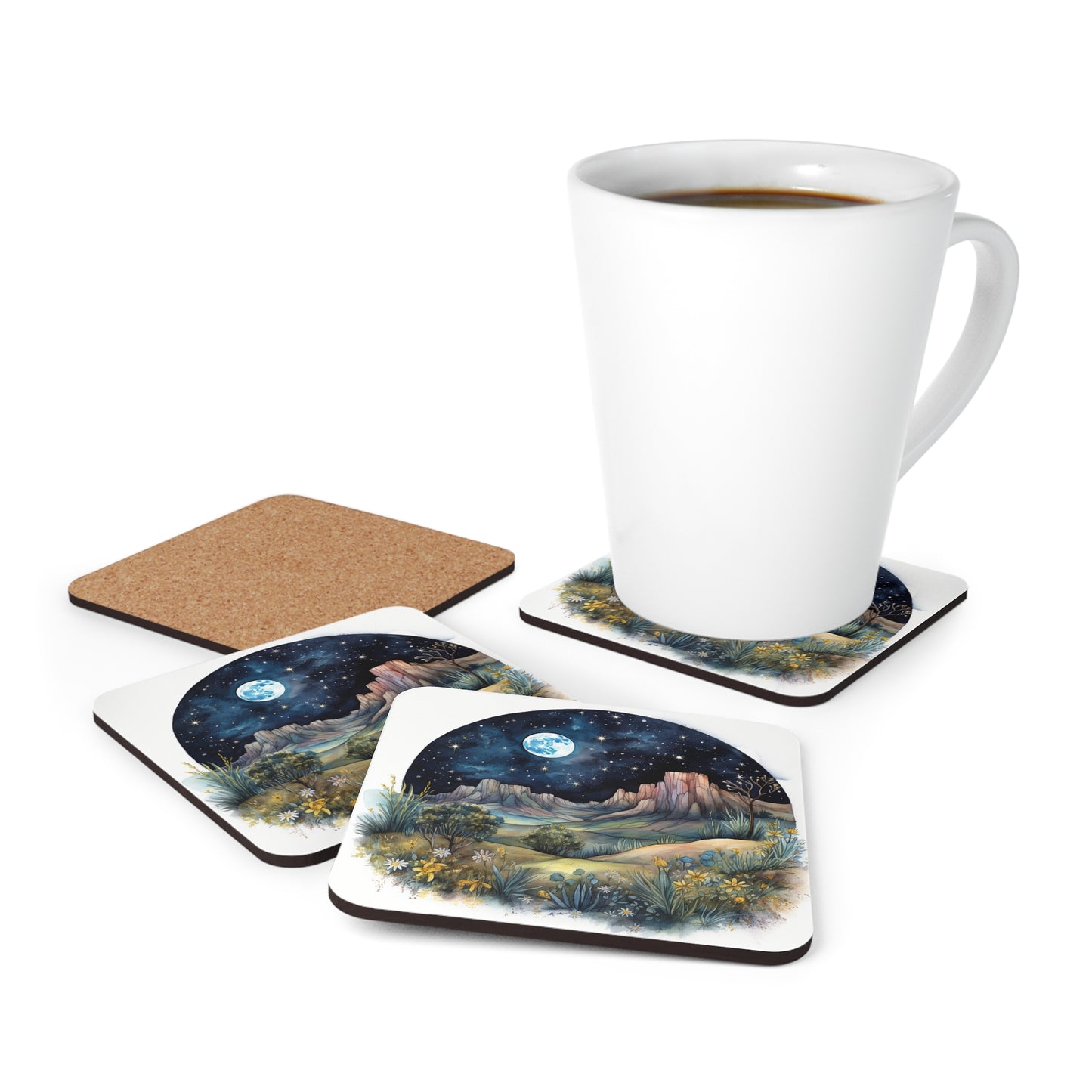 Nighttime Mountains Native plants  Coaster Set (Series 4)
