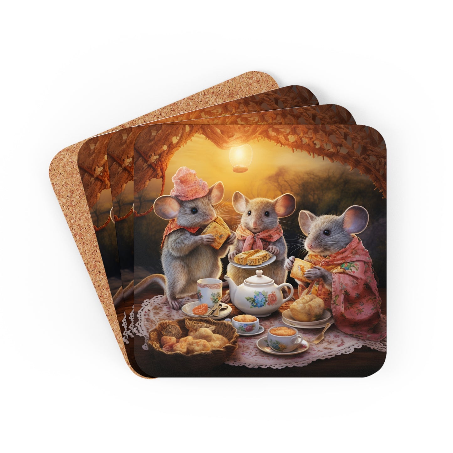 Dawn's Delight - Native Australian Mice Tea Party Coaster Set (Series 5)