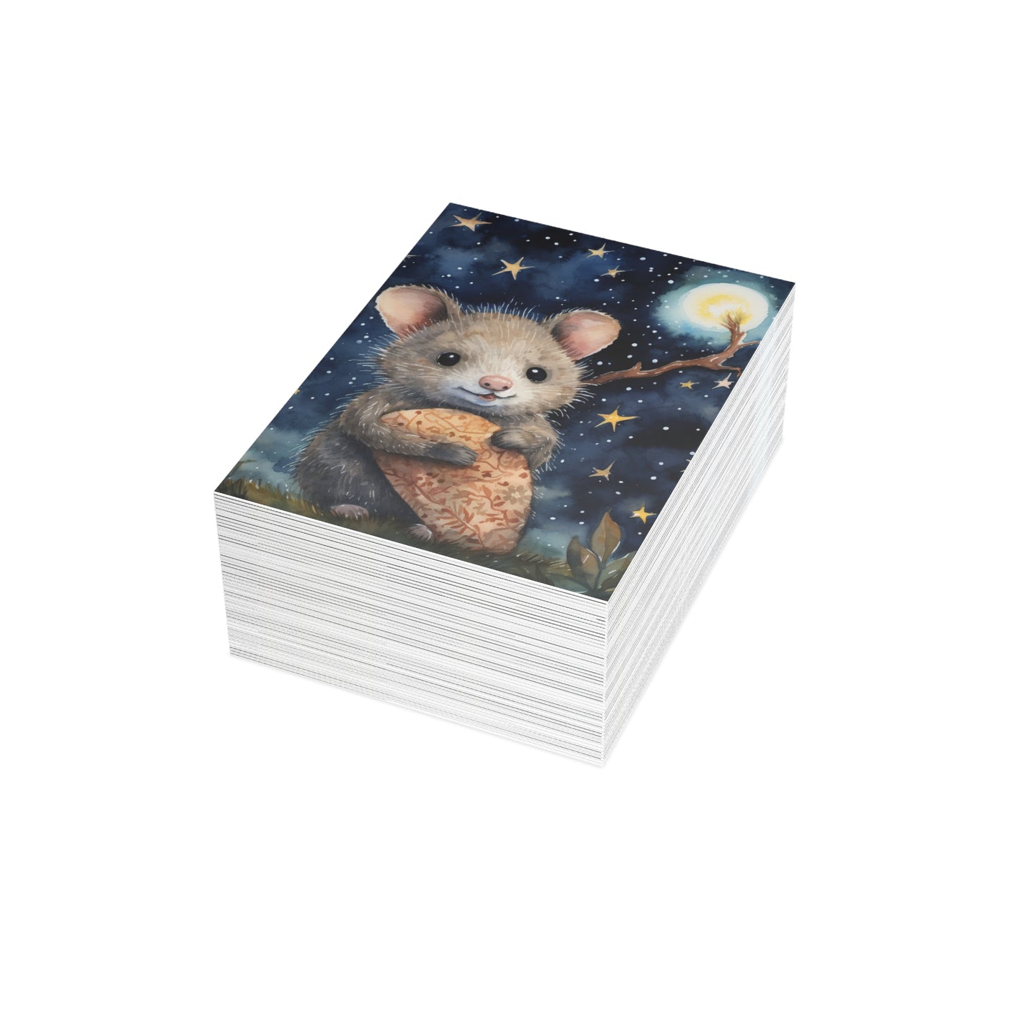 Starlit Whimsy: Possum's Moonlit Moments - Greeting Card