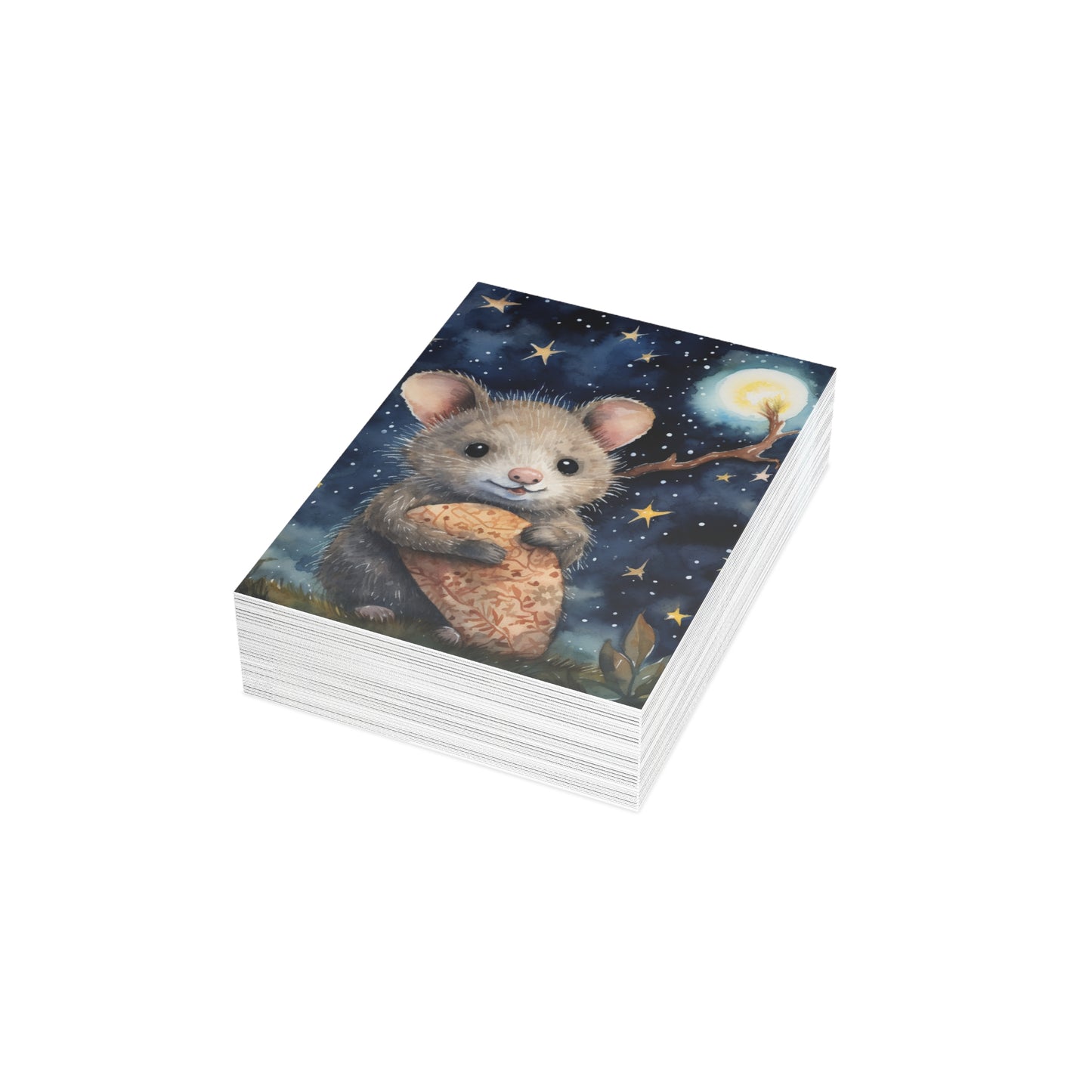 Starlit Whimsy: Possum's Moonlit Moments - Greeting Card